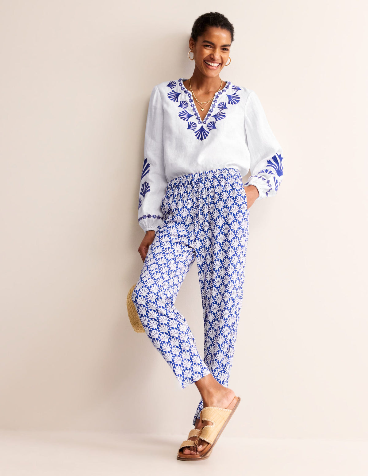 Bonnie Linen Top-Surf the Web, Shells - Image 5