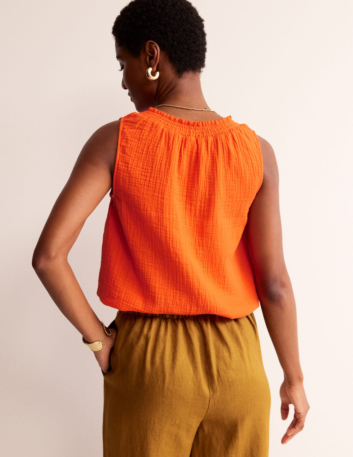 Top Georgia double-étoffe-Orange mandarine - Image 3