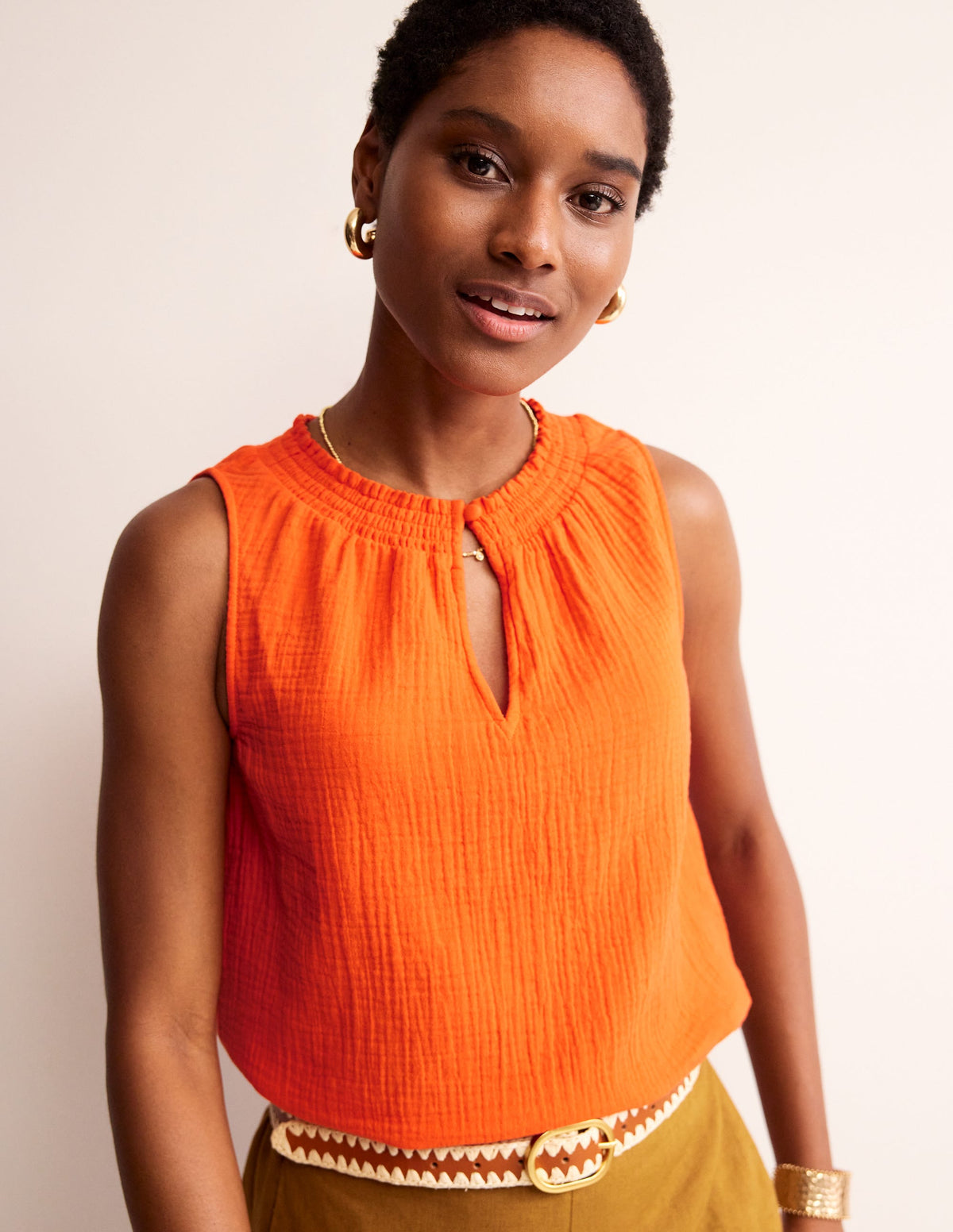 Top Georgia double-étoffe-Orange mandarine - Image 4