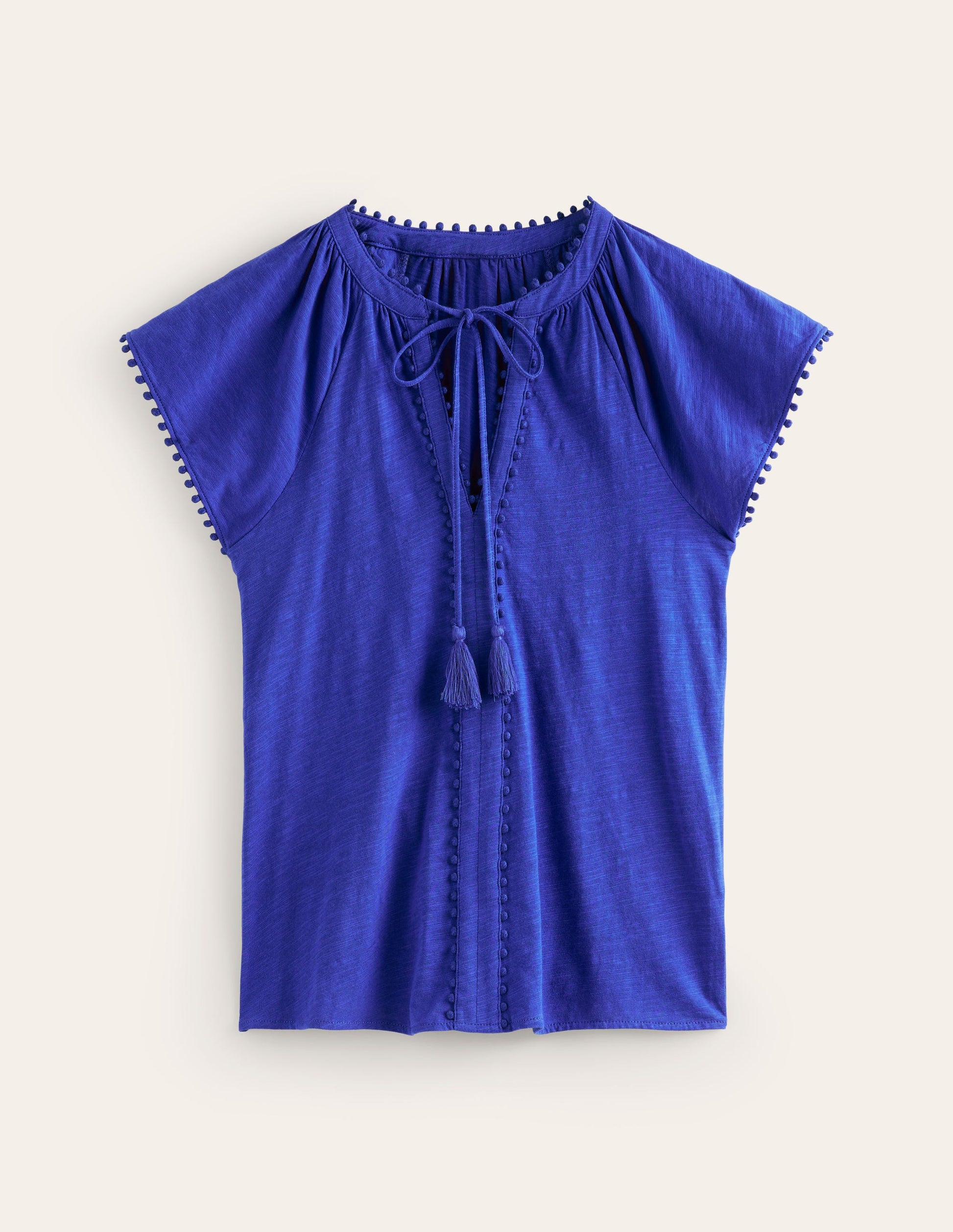 Top Millie à pompons-Bleu connecté-10