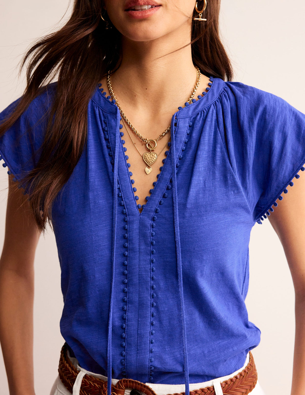 Top Millie à pompons-Bleu connecté - Image 2