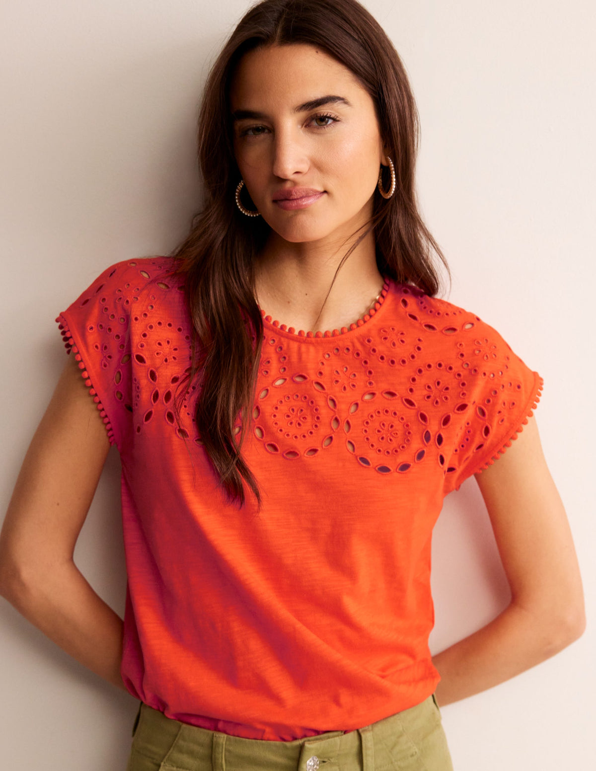 Sasha T-Shirt mit Stickerei-Mandarinenorange - Image 1
