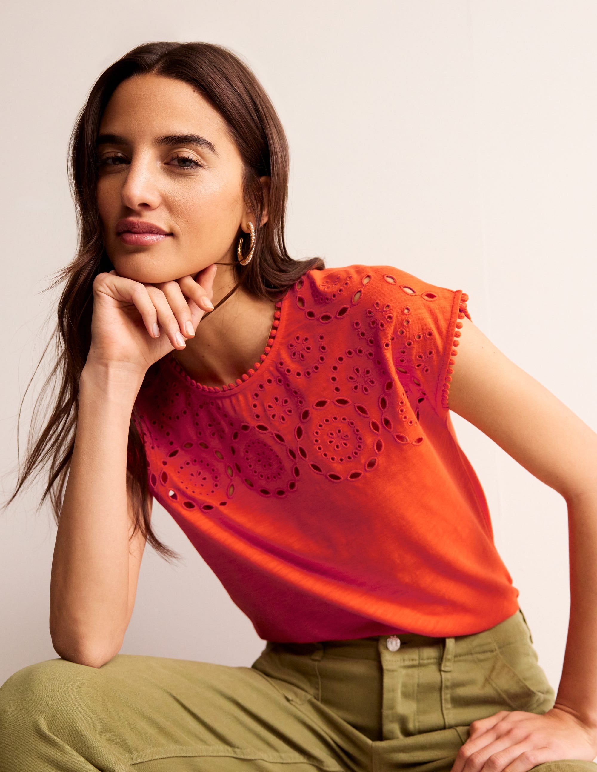 Sasha T-Shirt mit Stickerei-Mandarinenorange - Image 4