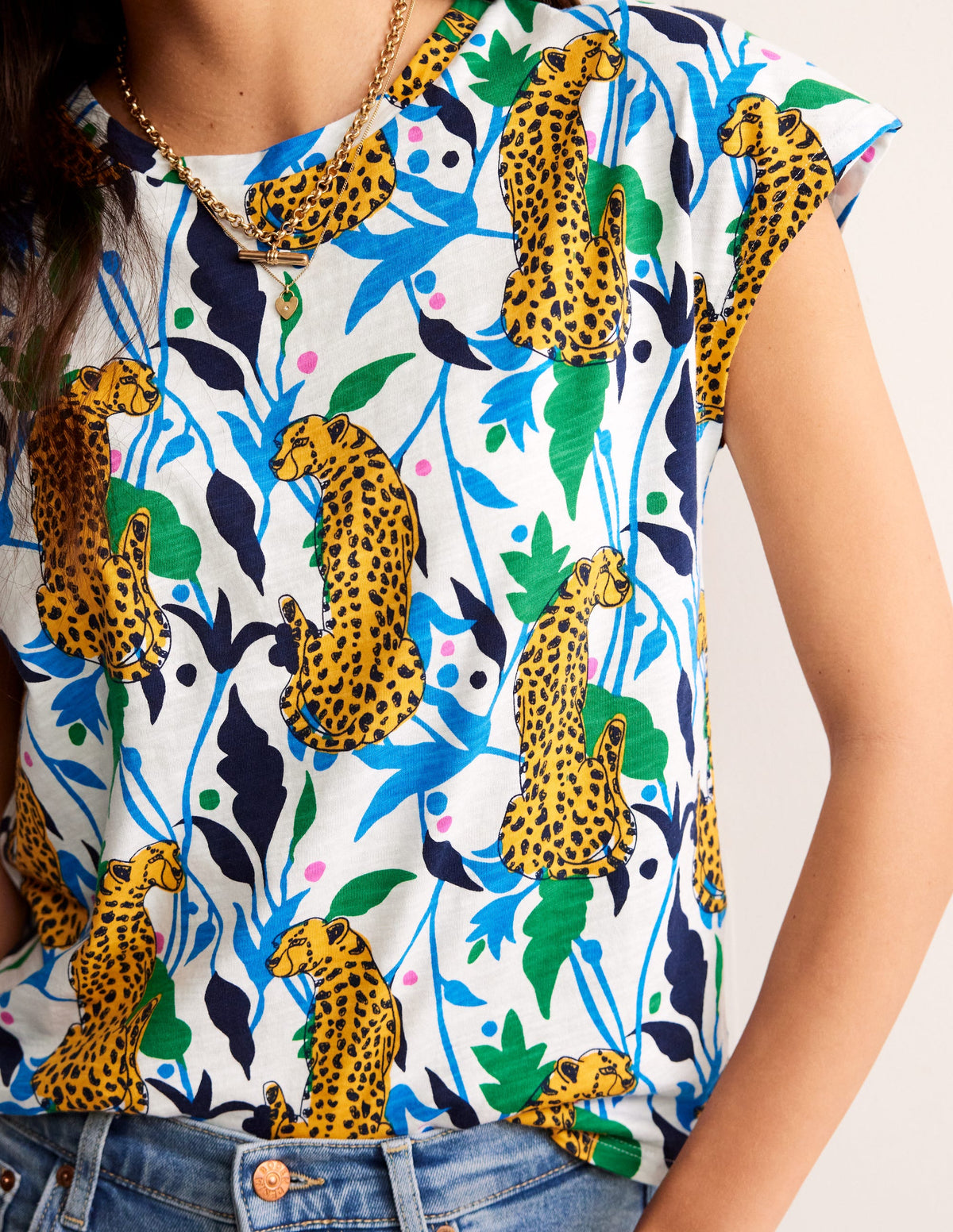 T-shirt Louisa flammé et imprimé-Multi, motif Leopard Vine-3