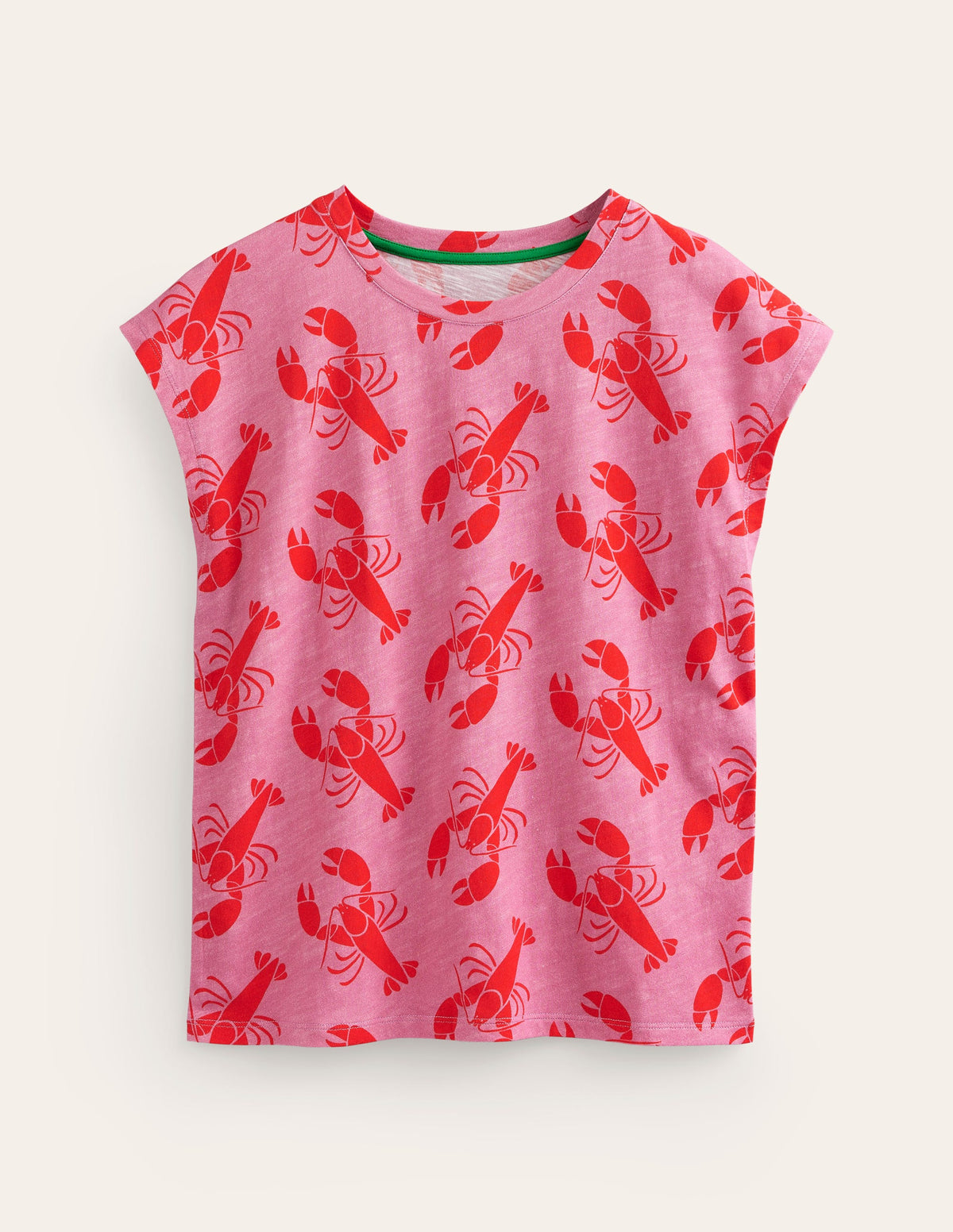 T-shirt Louisa flammé et imprimé-Rose cachemire, petit motif homard-4