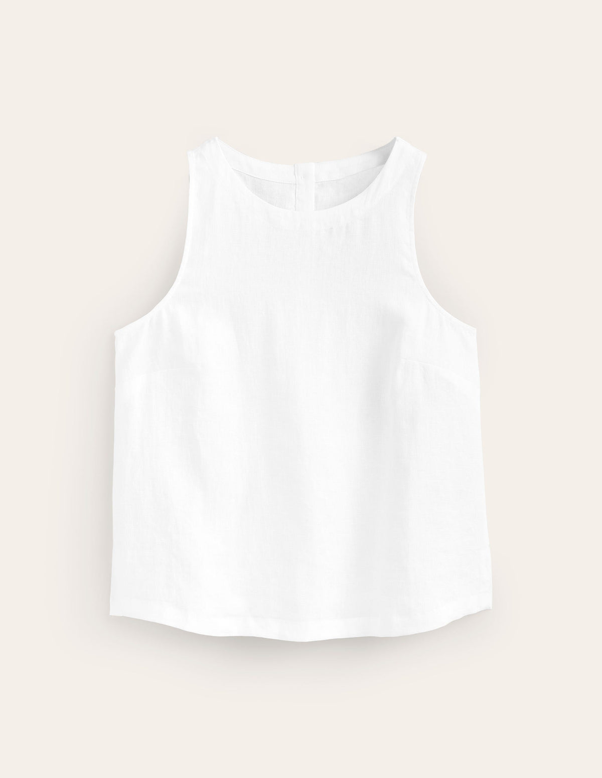 Linen Sleeveless Shell Top-White-5