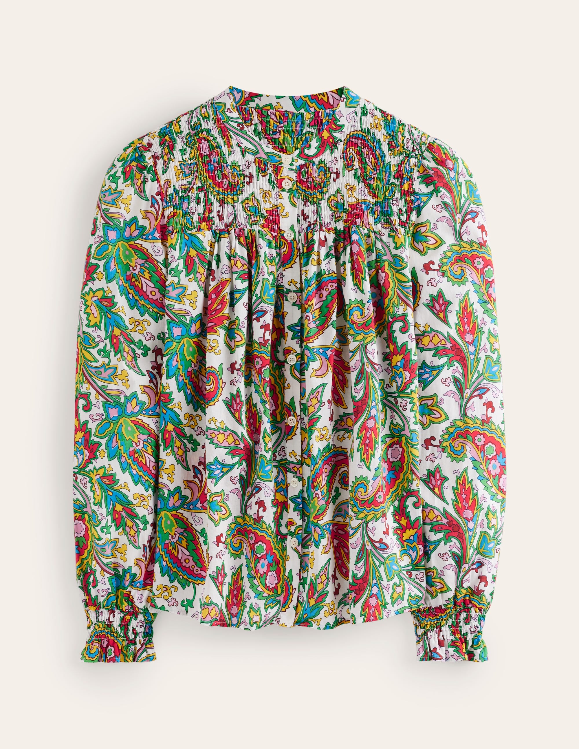 Helena Baumwoll-Bluse-Naturweiß, Paisley Azurblau - Image 6