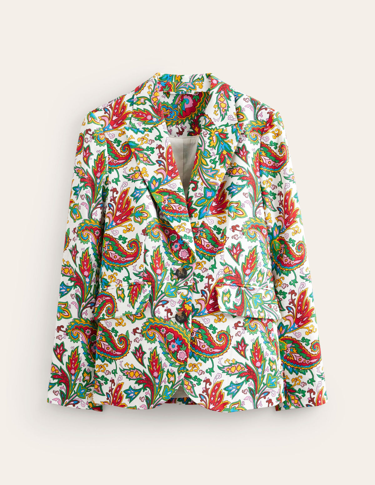 Marylebone Leinenblazer-Naturweiß, Paisley Azurblau-5