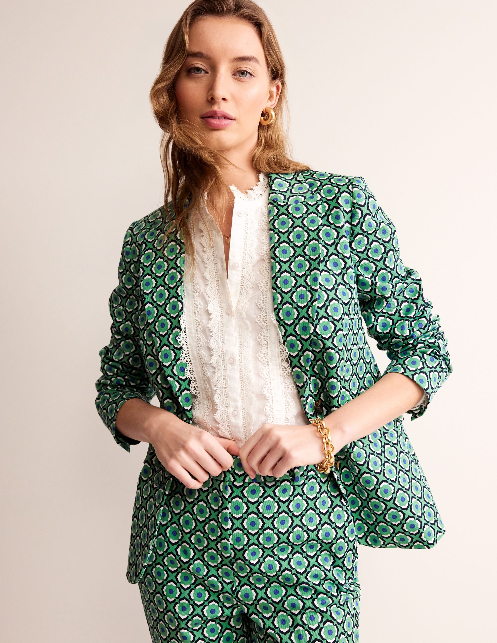 Marylebone Blazer aus Bi-Stretch-Ming-Grün, Geo Frucht - Image 1