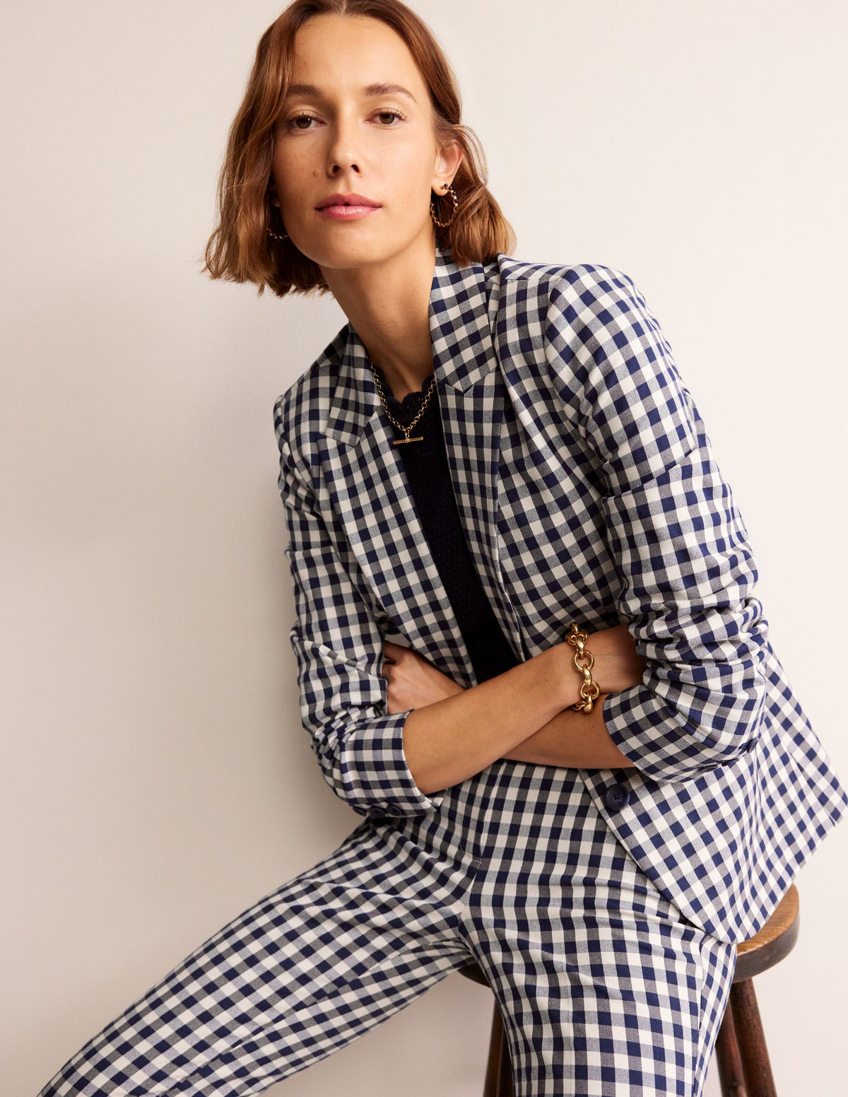 Blazer Marylebone en bi-Stretch-Vichy - Image 1