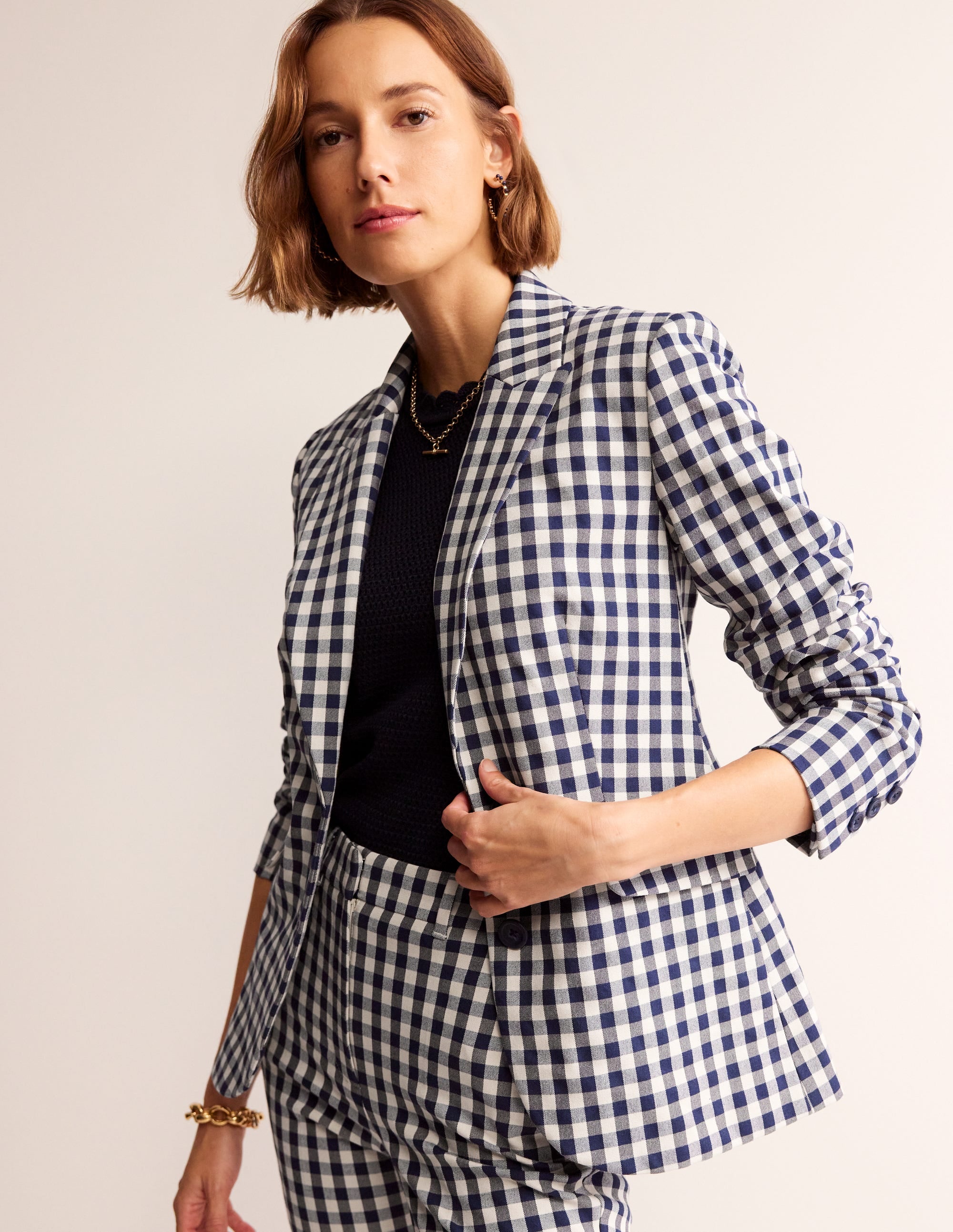 Blazer Marylebone en bi-Stretch-Vichy - Image 4
