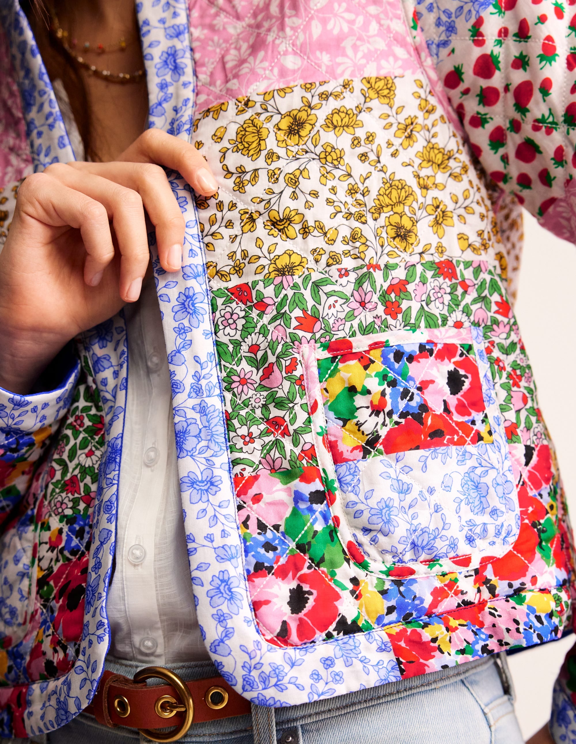 Quilted Reversible Jacket-Multi Floral - Image 3