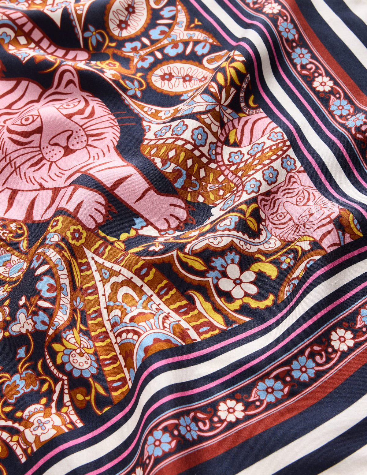 Elisabeth Quadratischer Seidenschal-Bunt, Botanik-Paisley-3