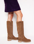 Bottes plates hauteur genou-Fauve