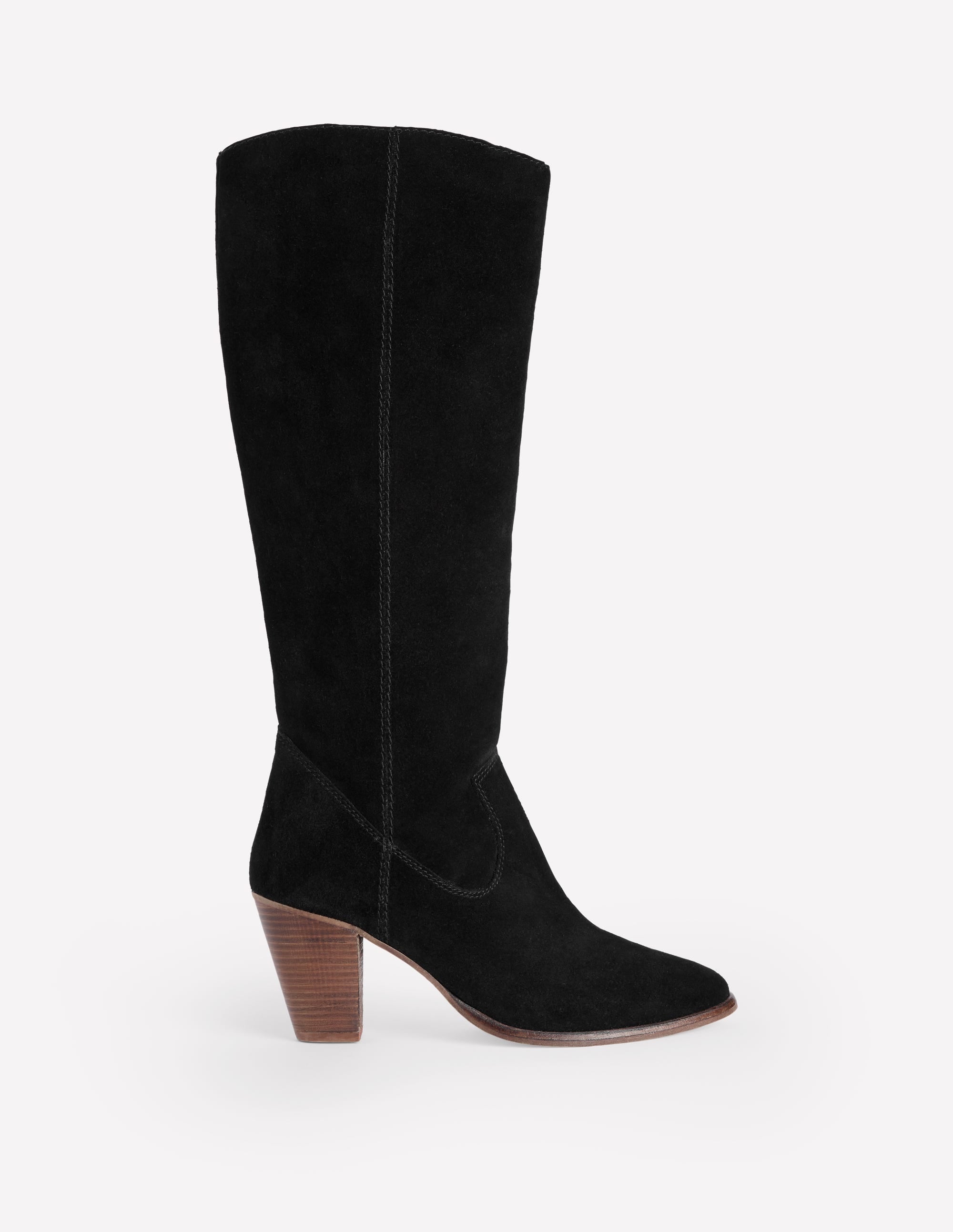 Bottes à talons hauteur genou avec bout en amande-Noir - Image 2
