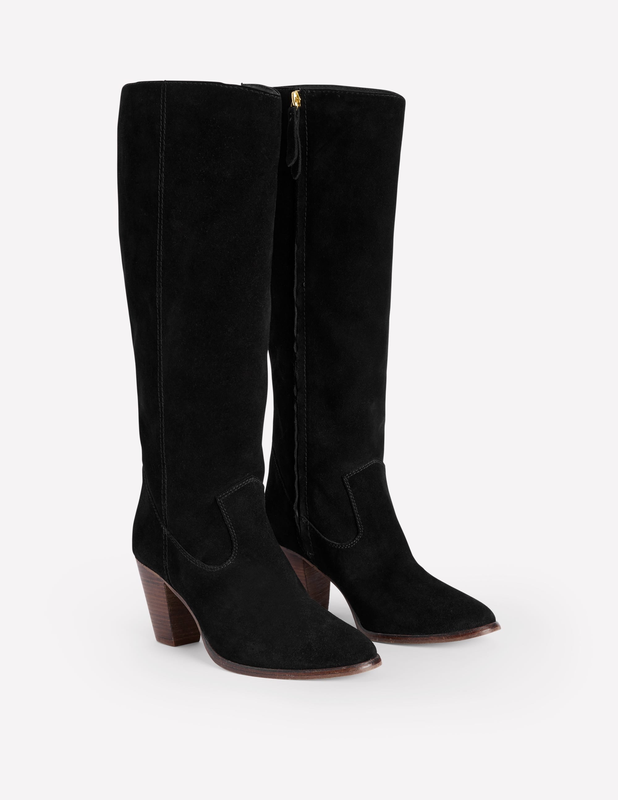 Bottes à talons hauteur genou avec bout en amande-Noir - Image 3