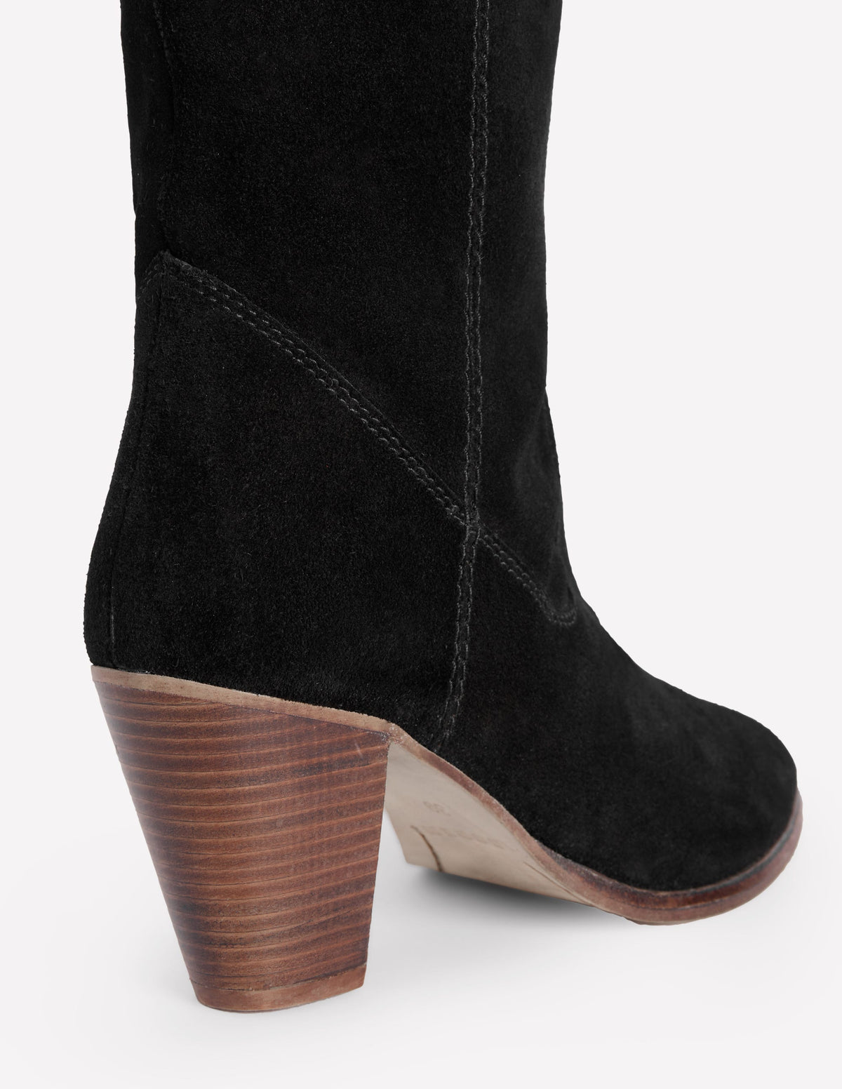 Bottes à talons hauteur genou avec bout en amande-Noir-4