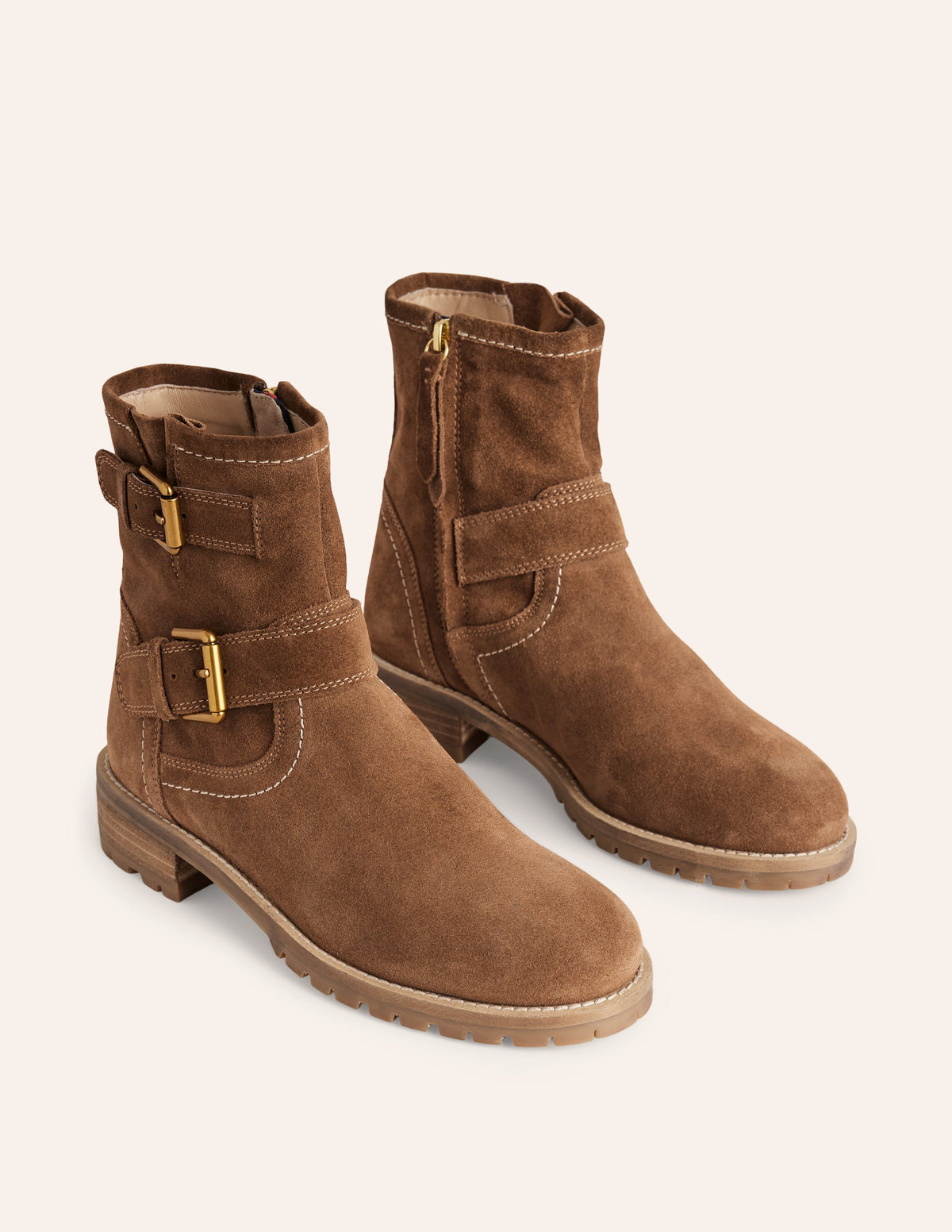 Bikerstiefel mit Schnallen-Hellbraun - Image 3