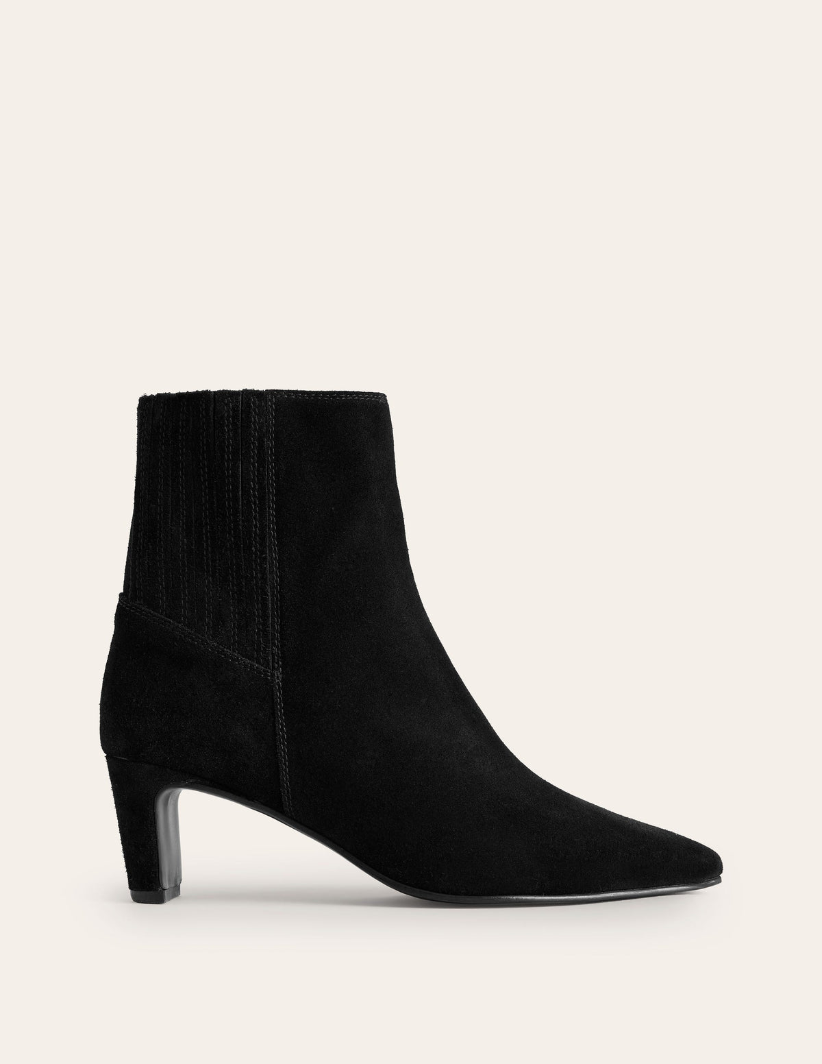 Back Panel Heeled Ankle Boot-Black-2