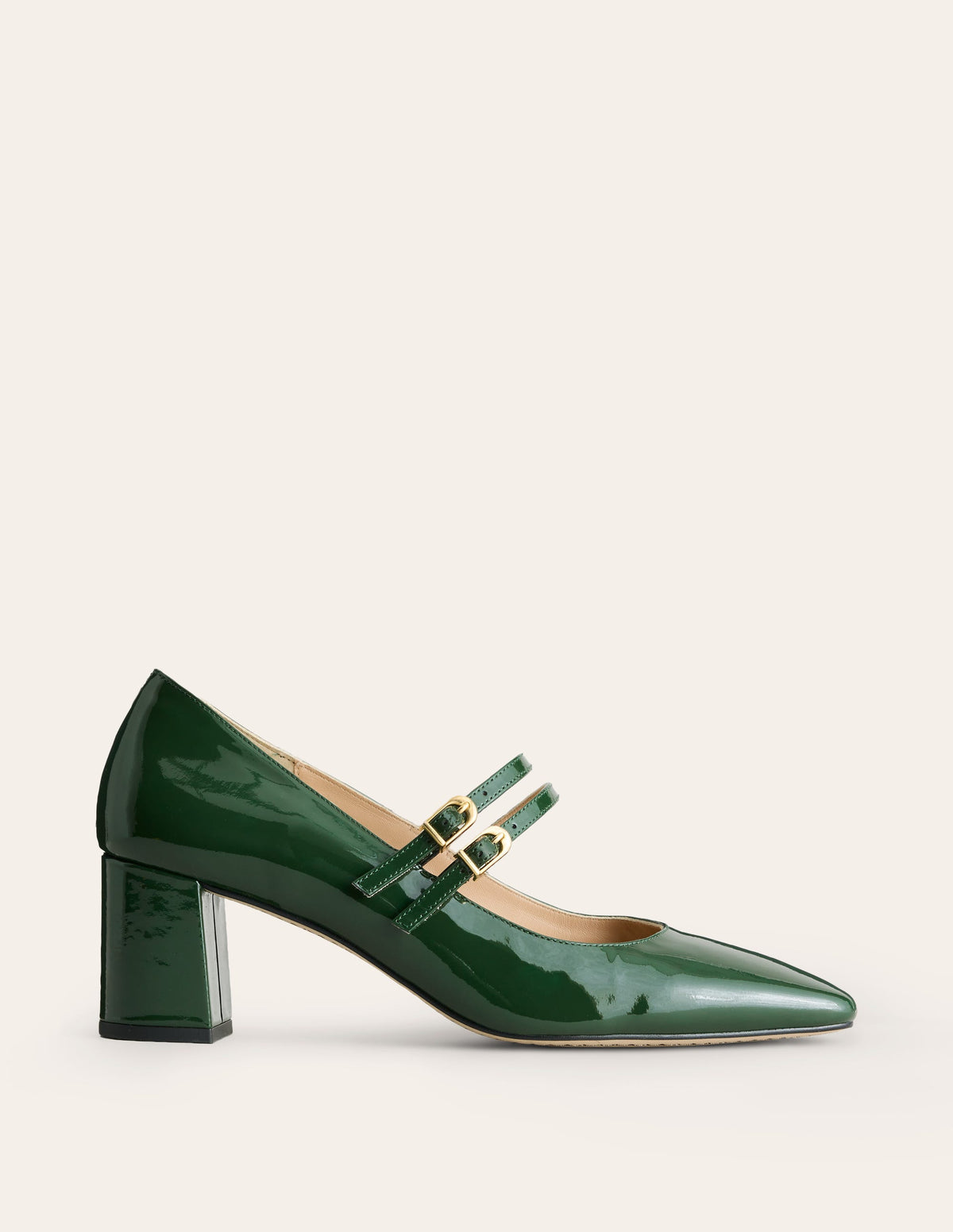 Pumps mit Blockabsatz-Dunkelgrün Lackleder - Image 2