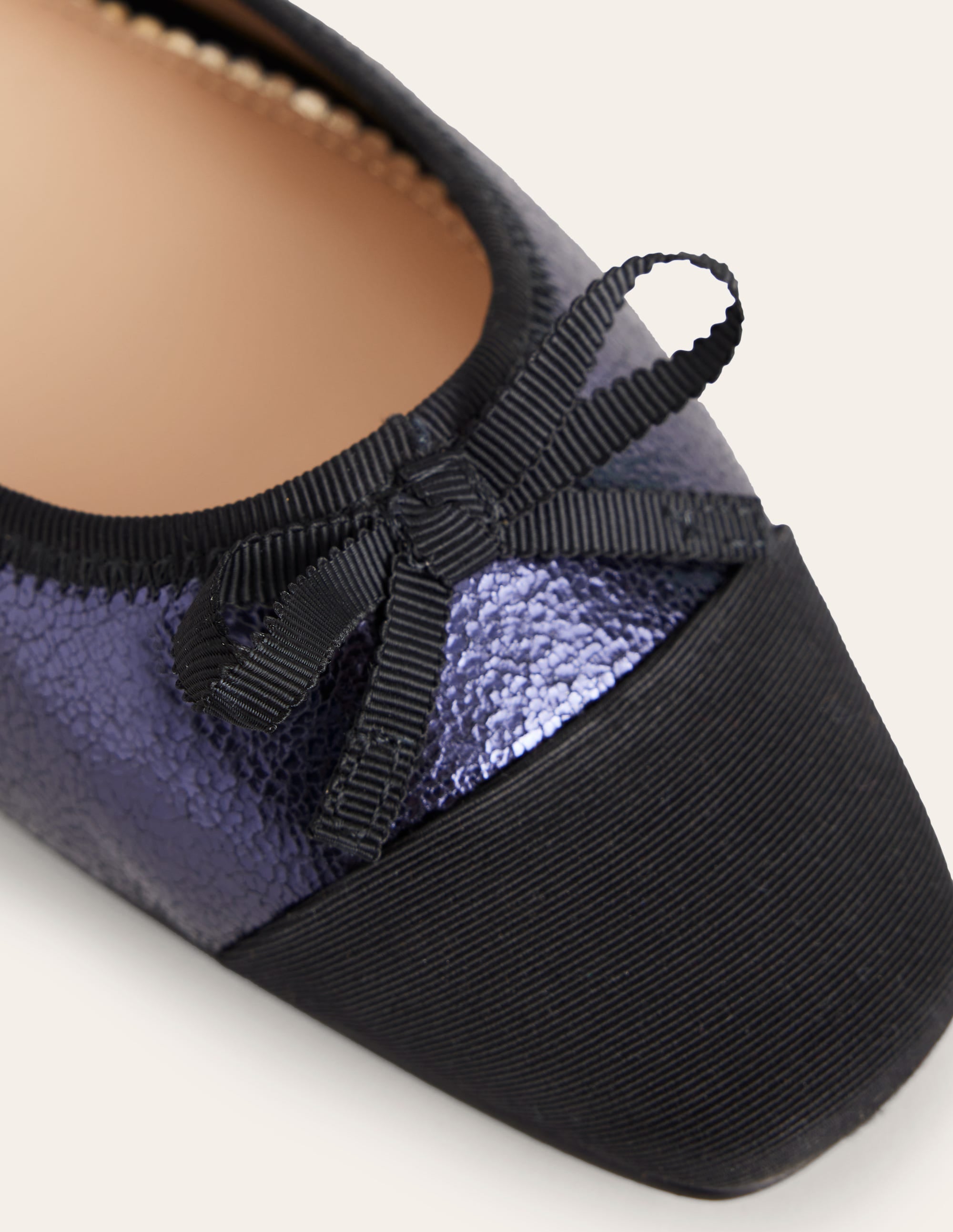 Ballerines à bout rapporté-Cuir bleu marine craquelé - Image 4