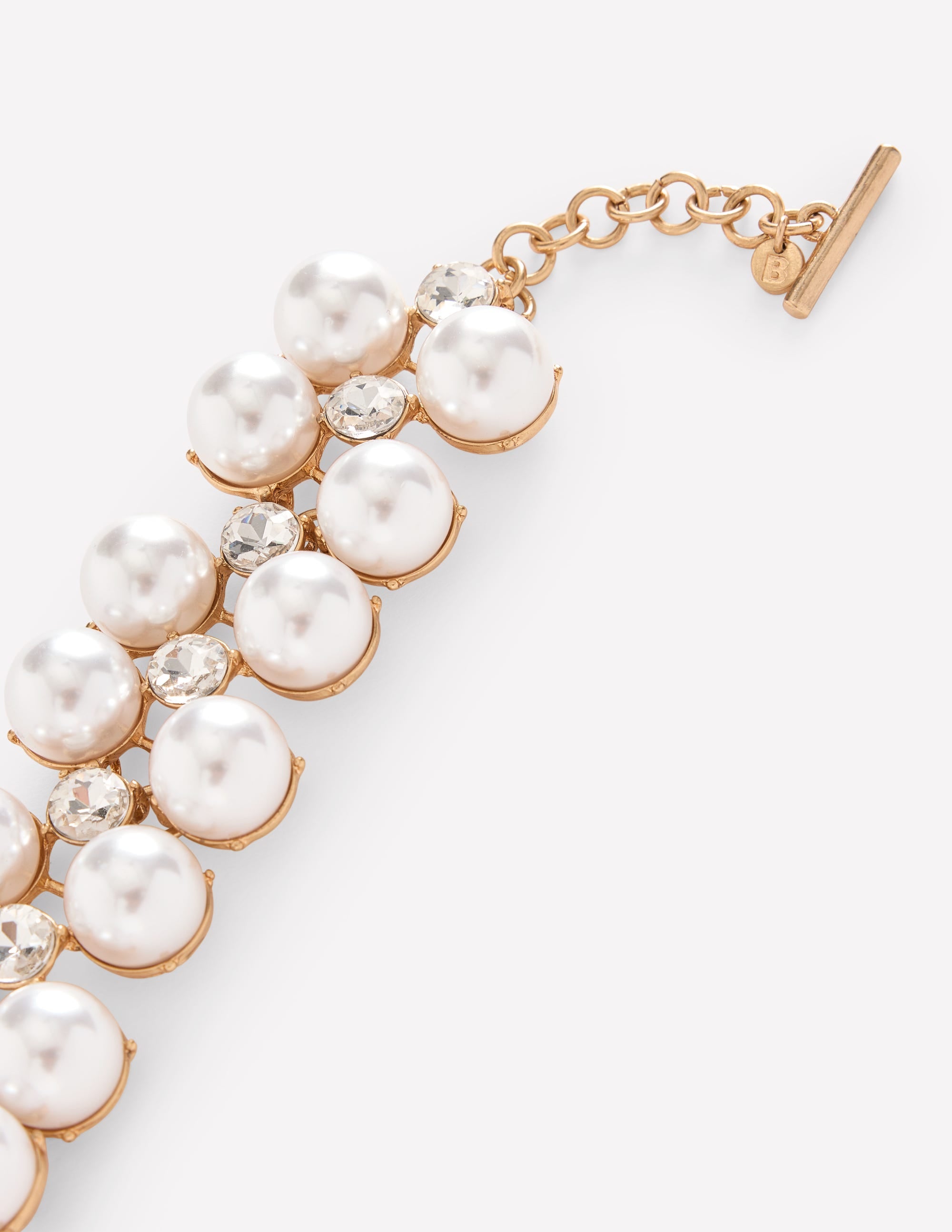 Grand collier ornementé-Ivoire et Bleu Marine à Pois - Image 3