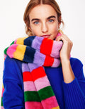 Écharpe rayée en fausse fourrure-Multicolore