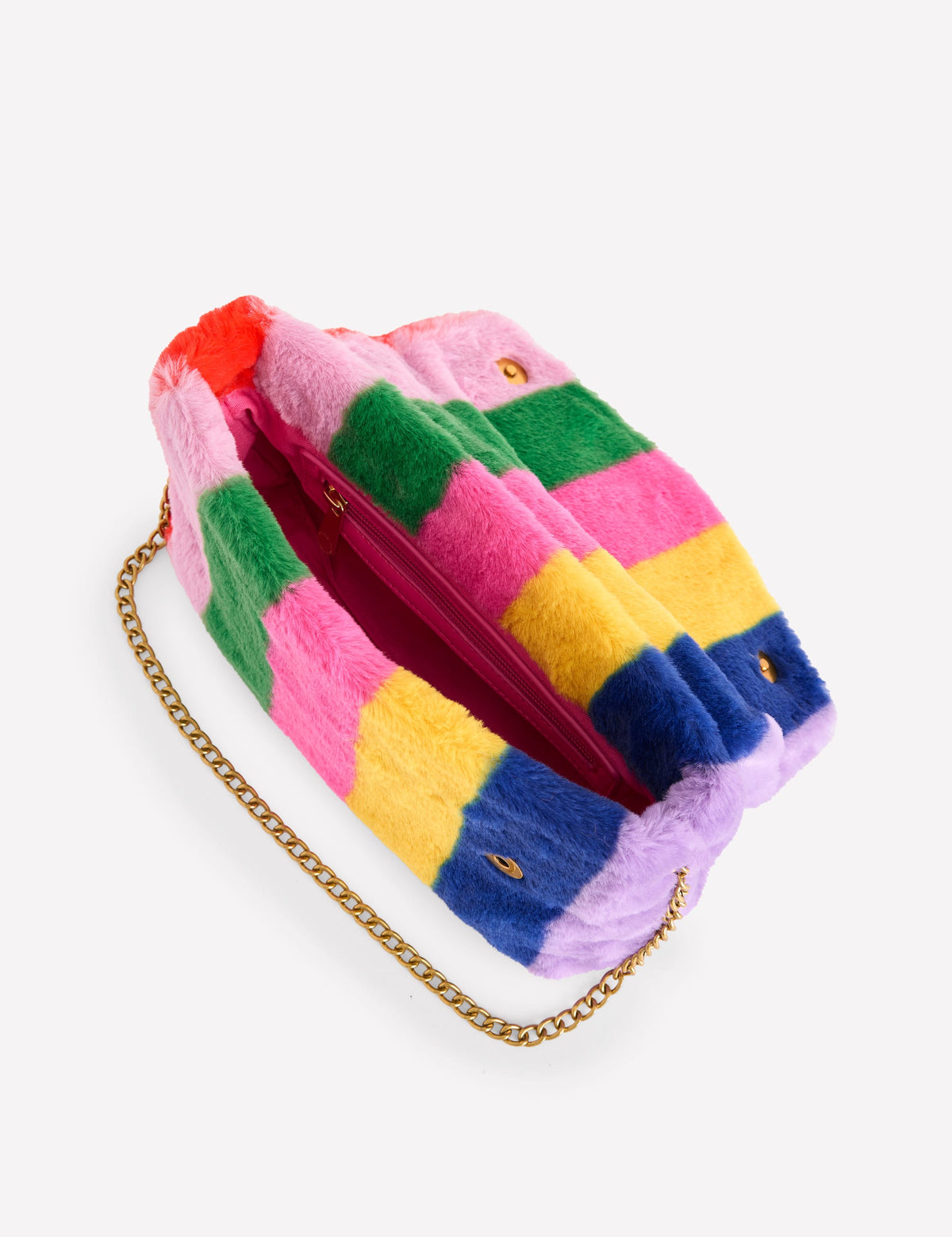 Kunstfelltasche mit Streifen-Arctic - Image 4
