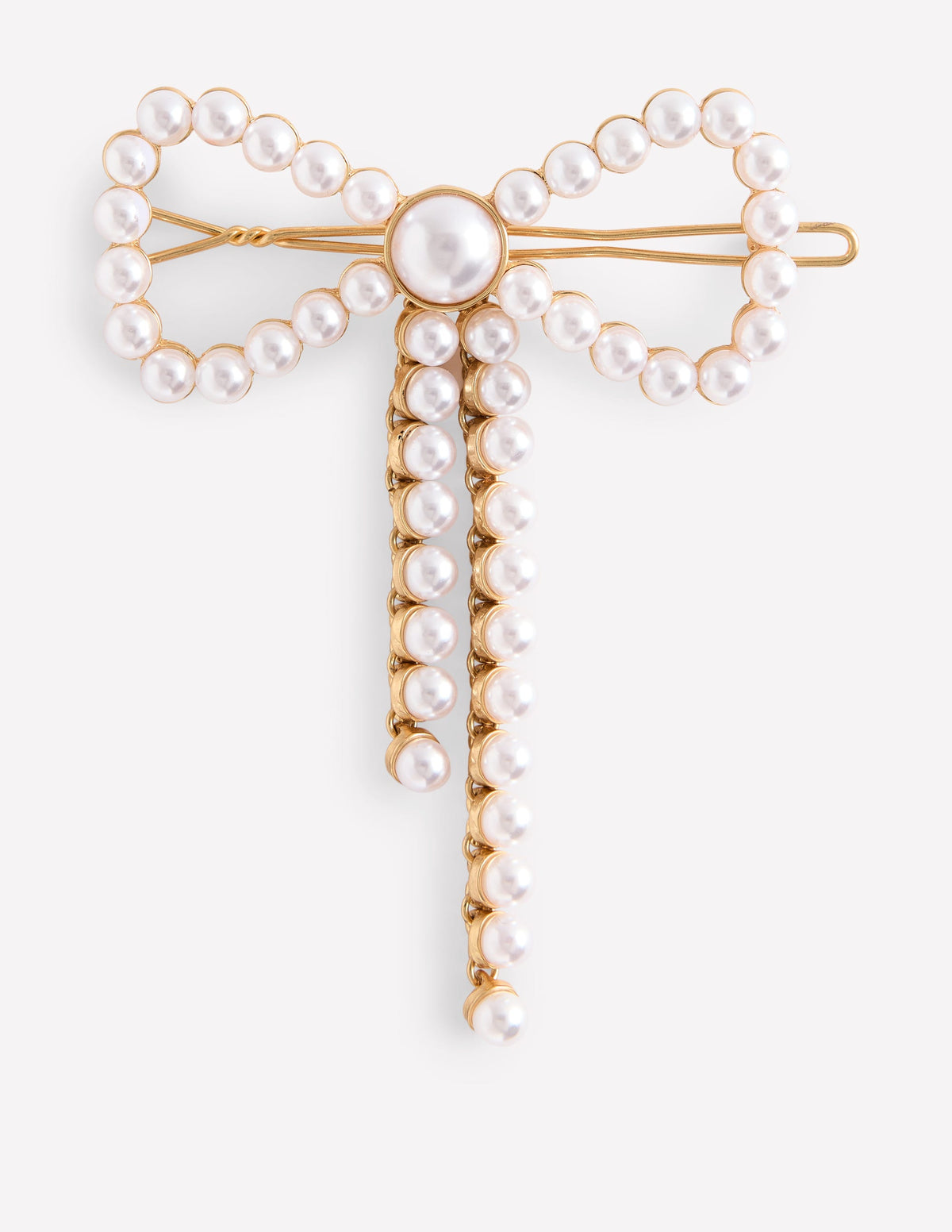 Barrette à cheveux avec nœud-Ivoire et Bleu Marine à Pois-2
