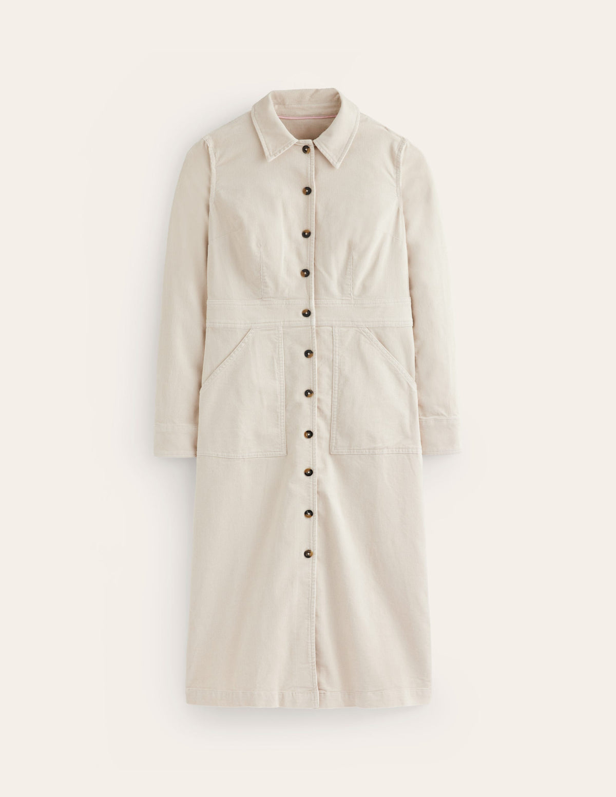 Flora Midi-Hemdblusenkleid aus Cord-Mandel Pfirsich - Image 6