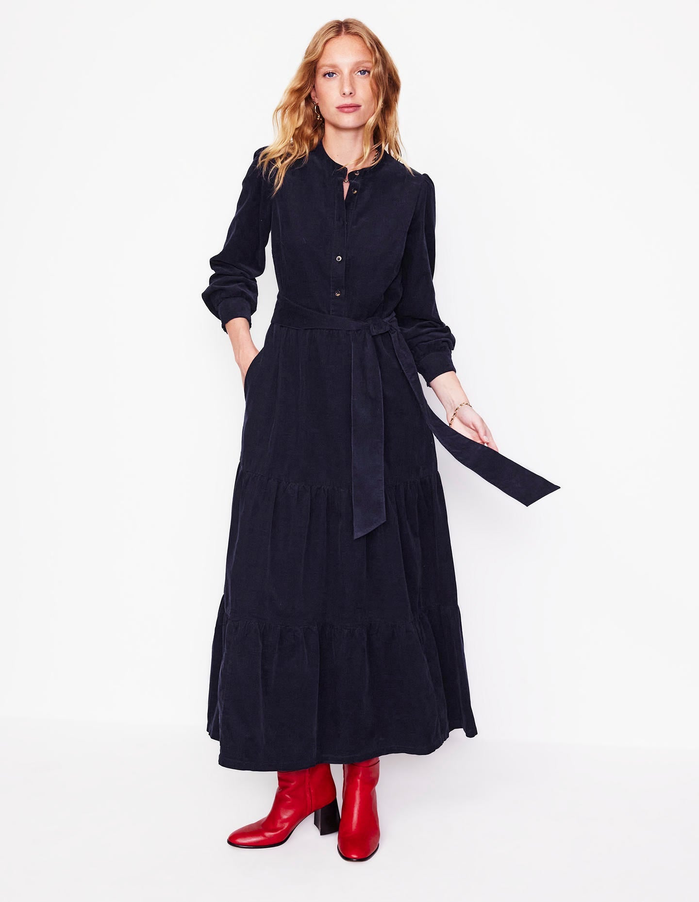 Alba Maxikleid aus Cord-Aqua Marine Marl - Image 1