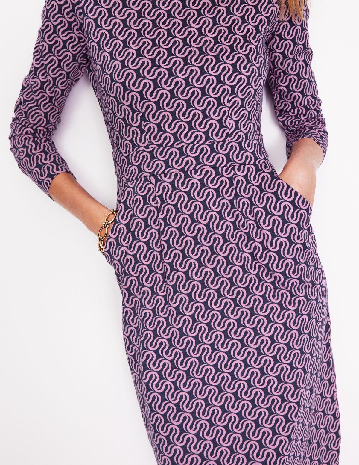 Florrie Langärmeliges Kleid-Zartes Lavendel, Wellenband-2