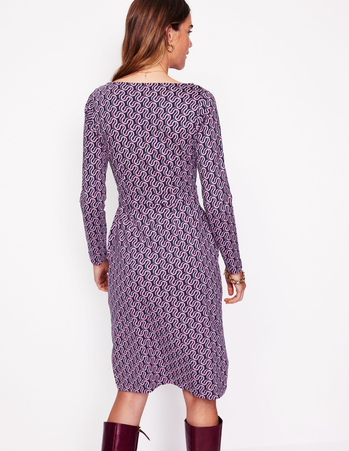 Florrie Langärmeliges Kleid-Zartes Lavendel, Wellenband - Image 3