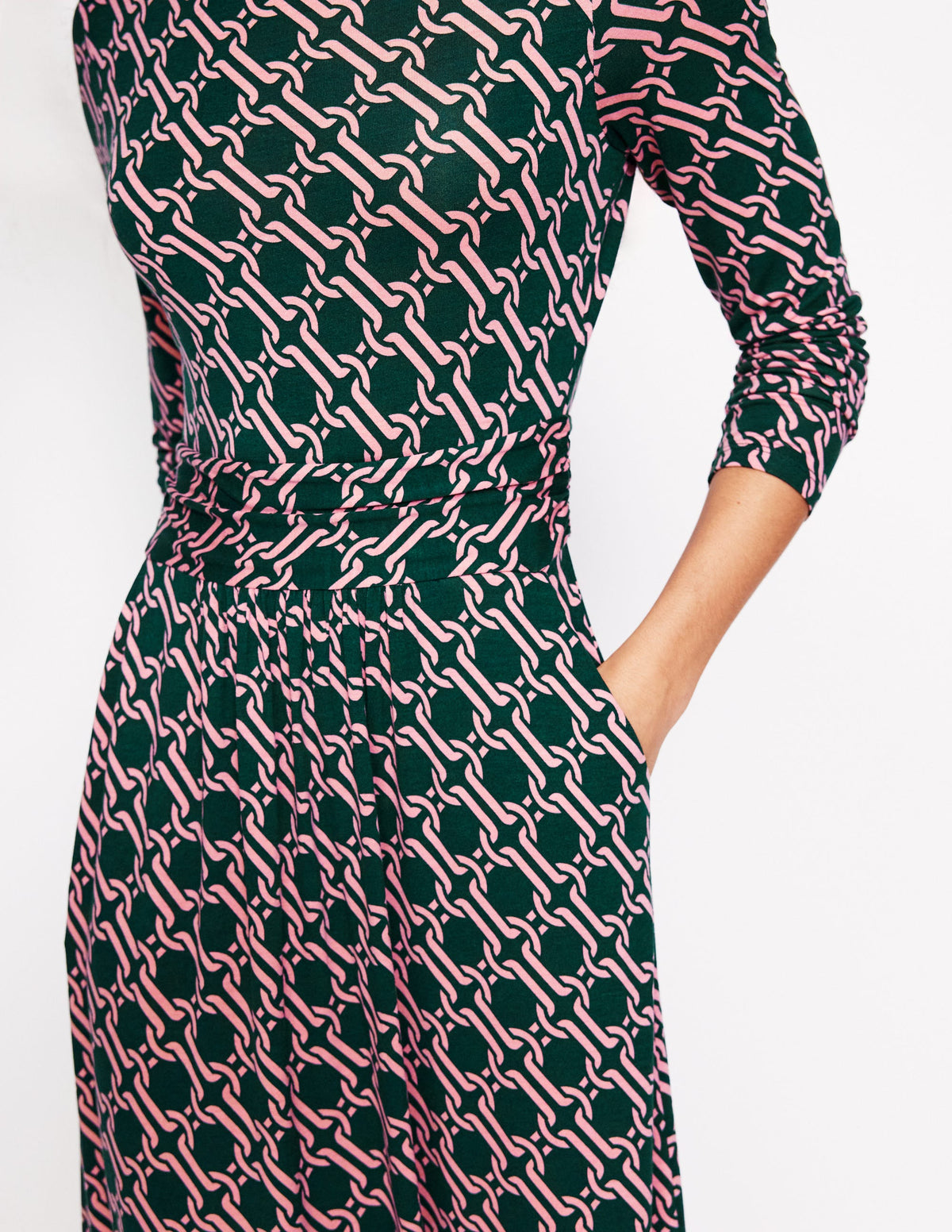 Amelie Langärmeliges Midikleid-Waldwiese, Motiv Chain Geo - Image 2