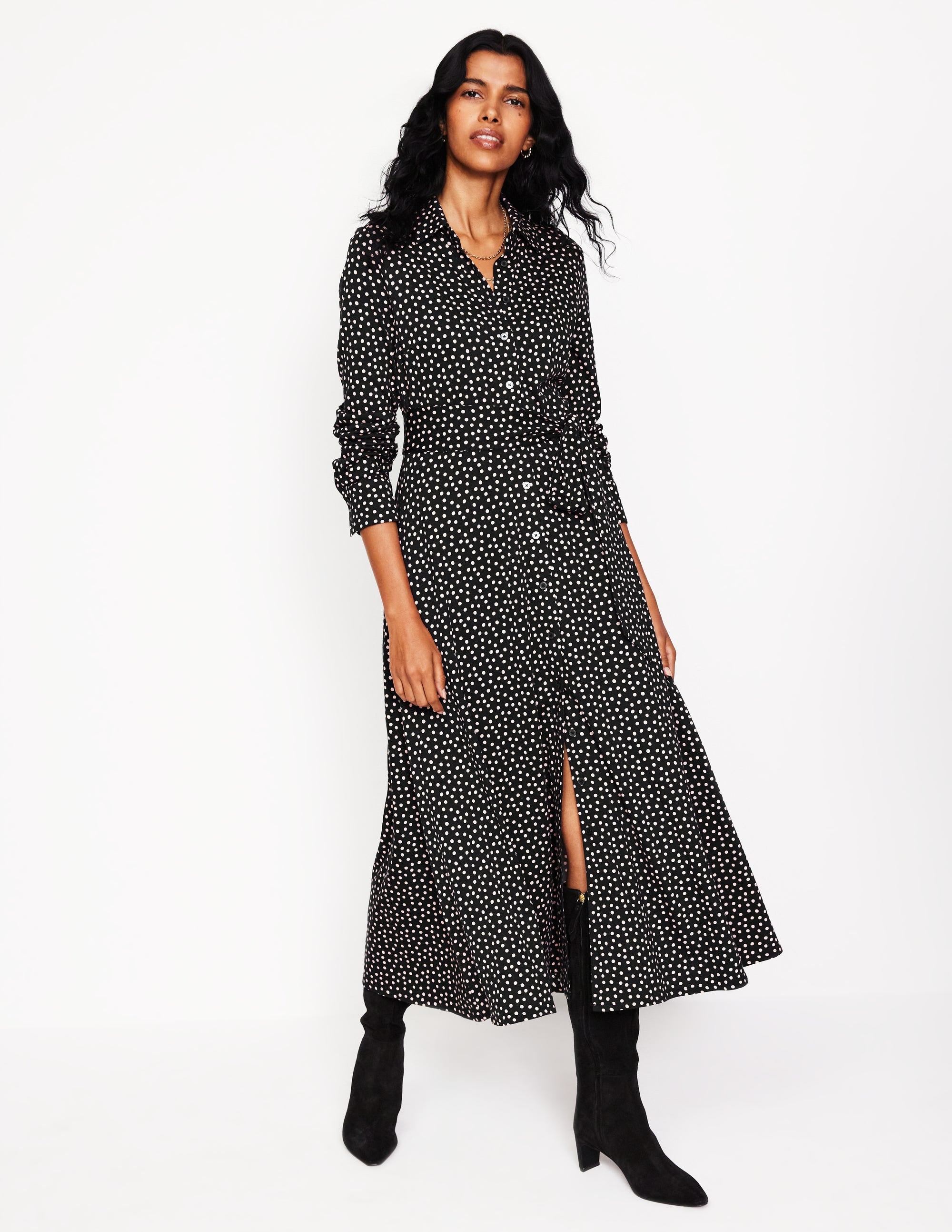 Marcia Jersey-Hemdblusenkleid-Black - Image 1