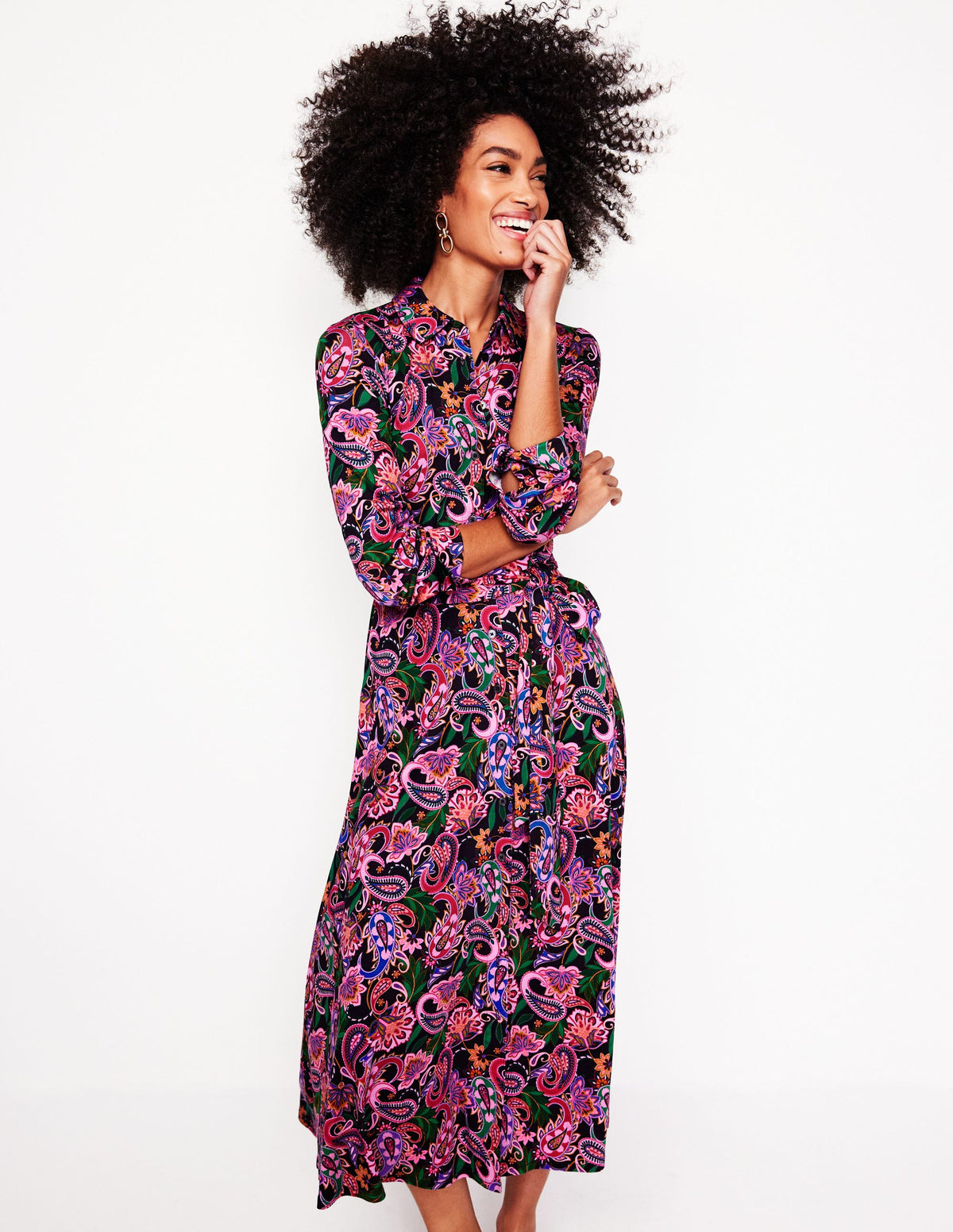 Robe-chemise Marcia en jersey-Multi, motif Paisley Fusion - Image 1
