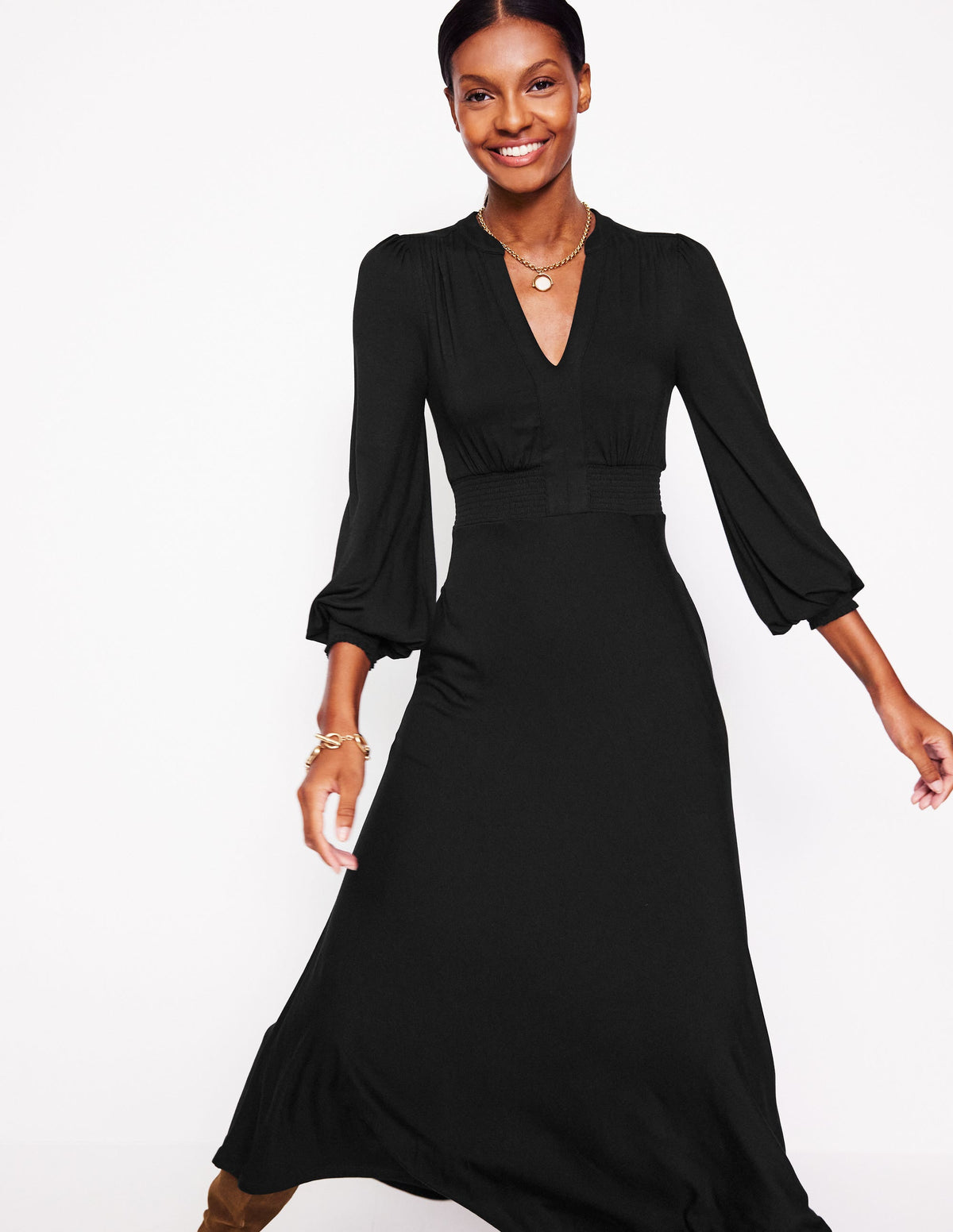 Georgia Jersey-Midikleid-Schwarz - Image 1