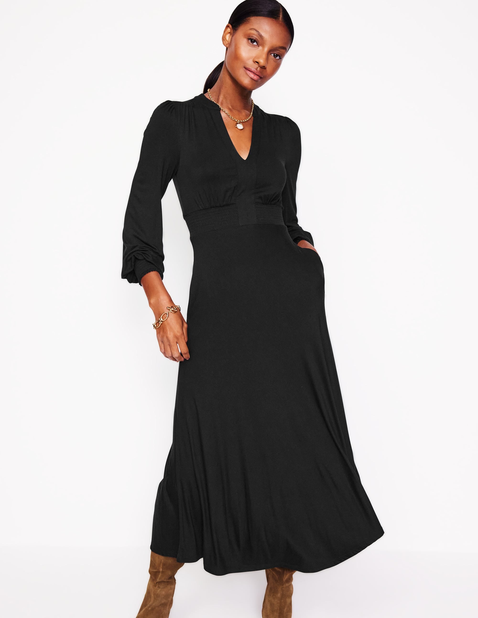 Georgia Jersey-Midikleid-Schwarz - Image 4