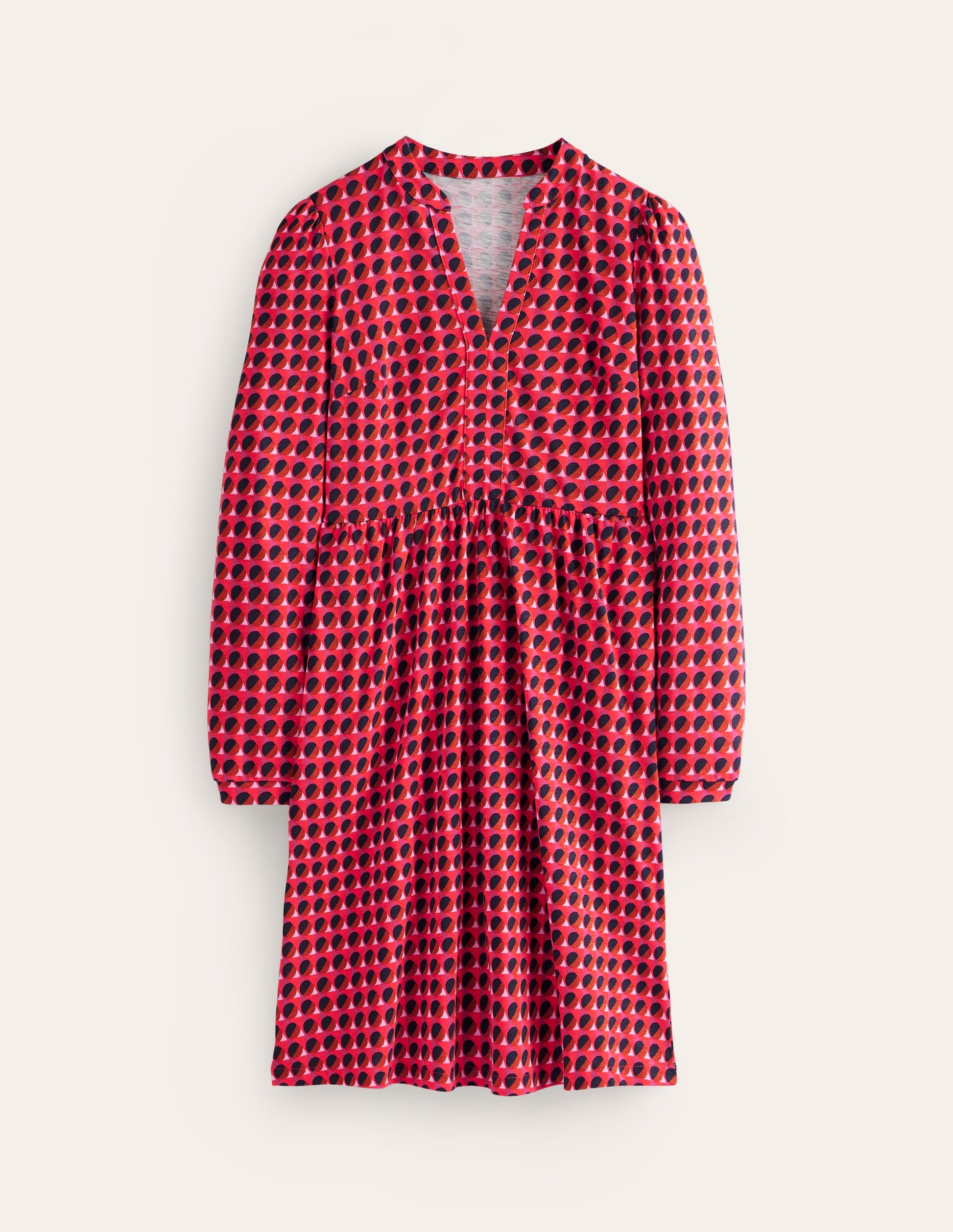 Robe décontractée Naomi en jersey-Rouge, motif Sphere Geo-5