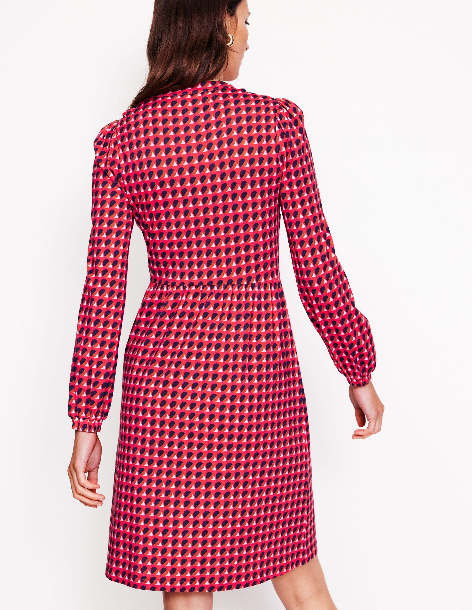 Robe décontractée Naomi en jersey-Rouge, motif Sphere Geo-3