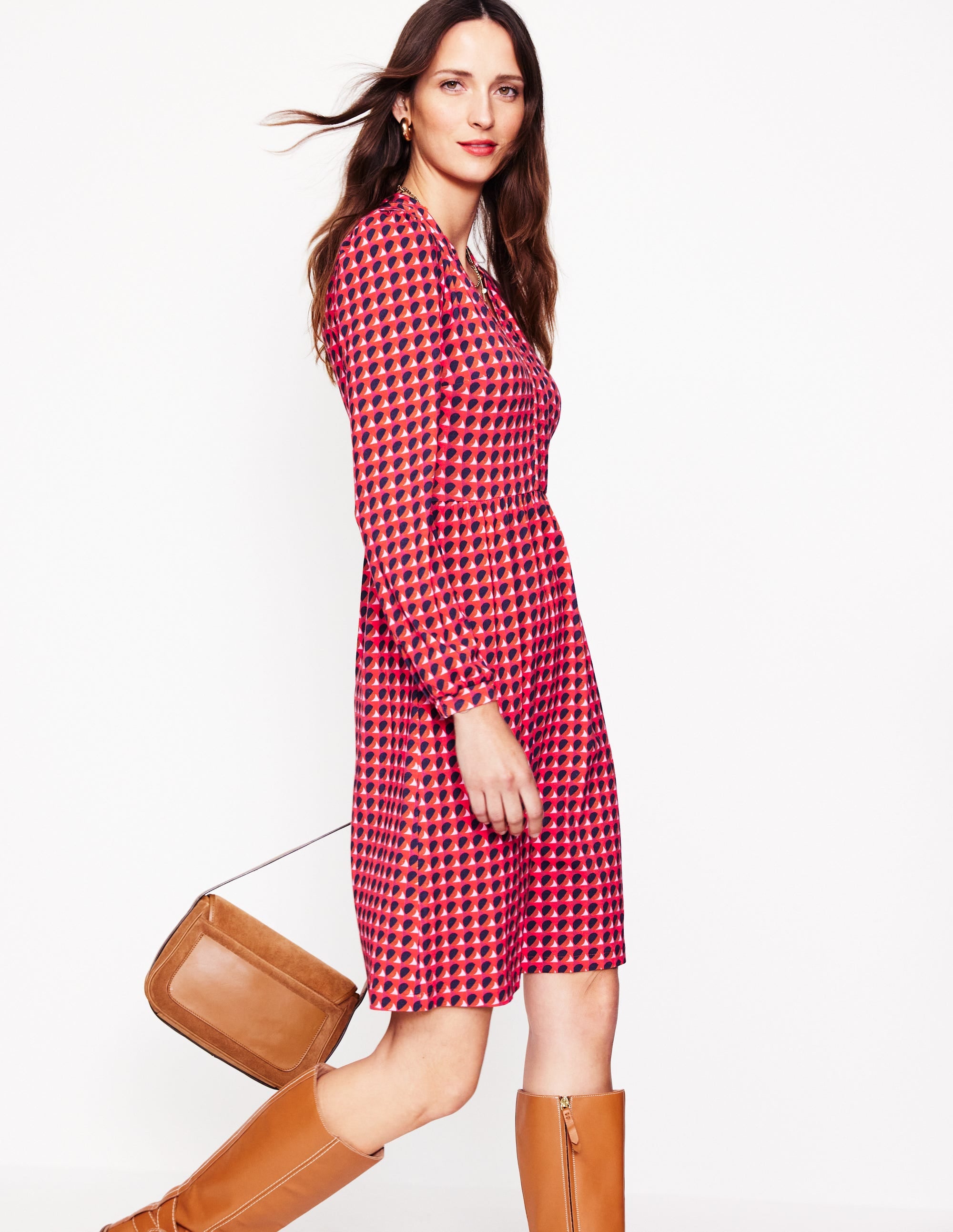 Robe décontractée Naomi en jersey-Rouge, motif Sphere Geo - Image 4