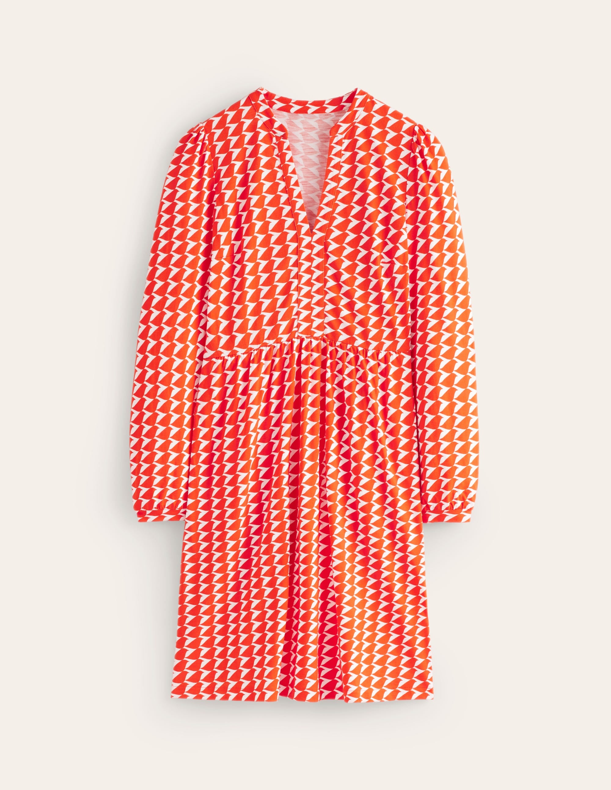 Naomi Lockeres Jerseykleid-Glutorange, Vogel - Image 5
