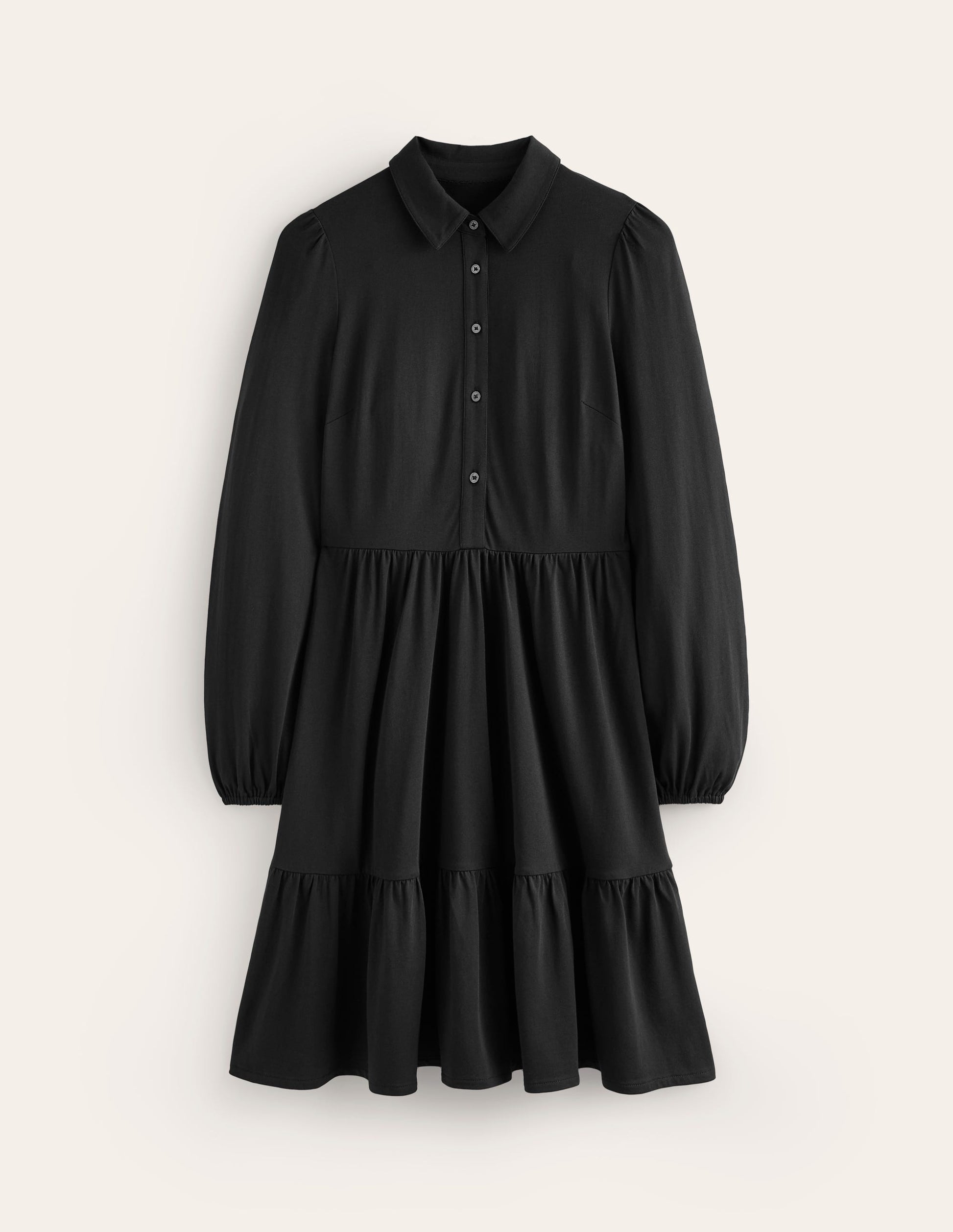 Jemima Gestuftes Jerseykleid-Schwarz-5