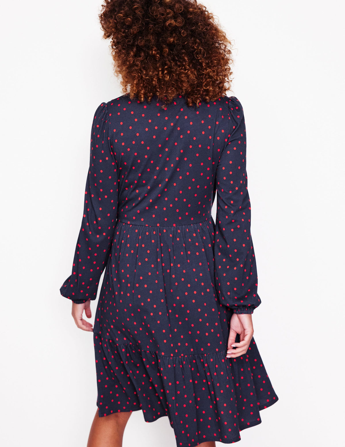 Jemima Gestuftes Jerseykleid-Rot, Einzelne Punkte - Image 3
