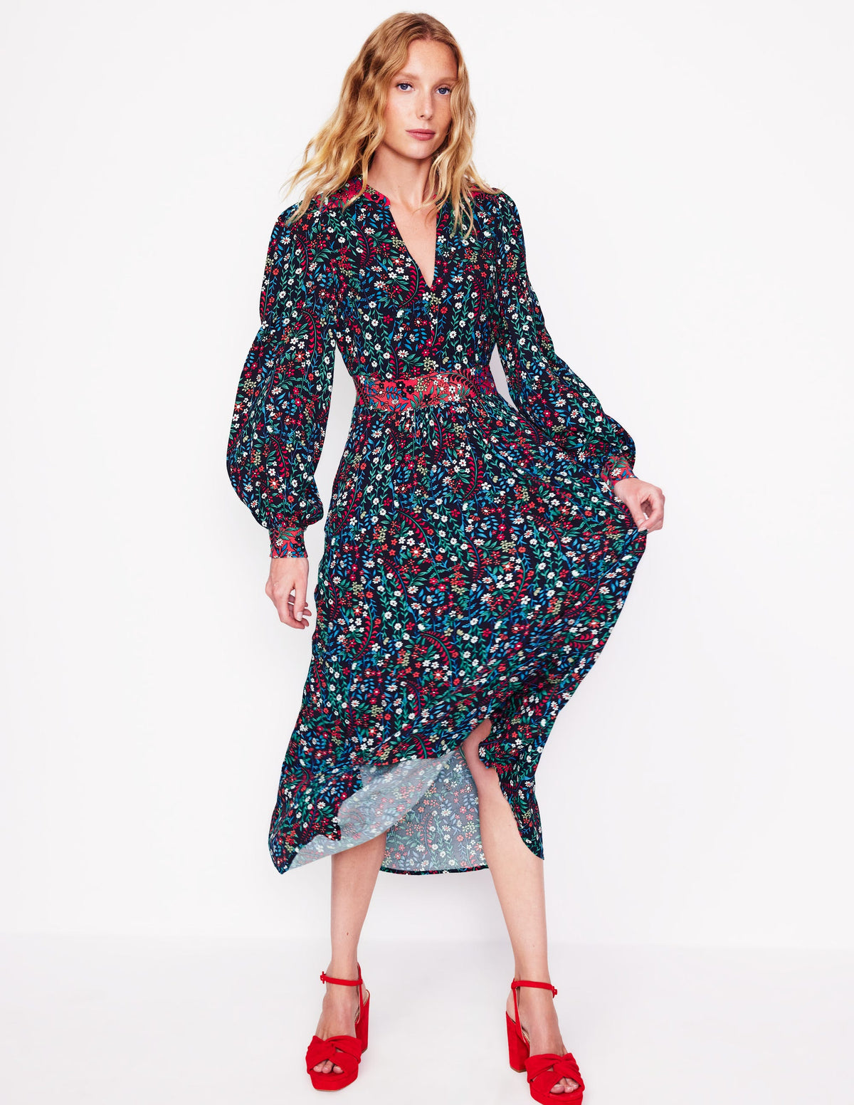 Zoe Midikleid mit Verzierung-Französisch Marineblau, Laubknospe - Image 4