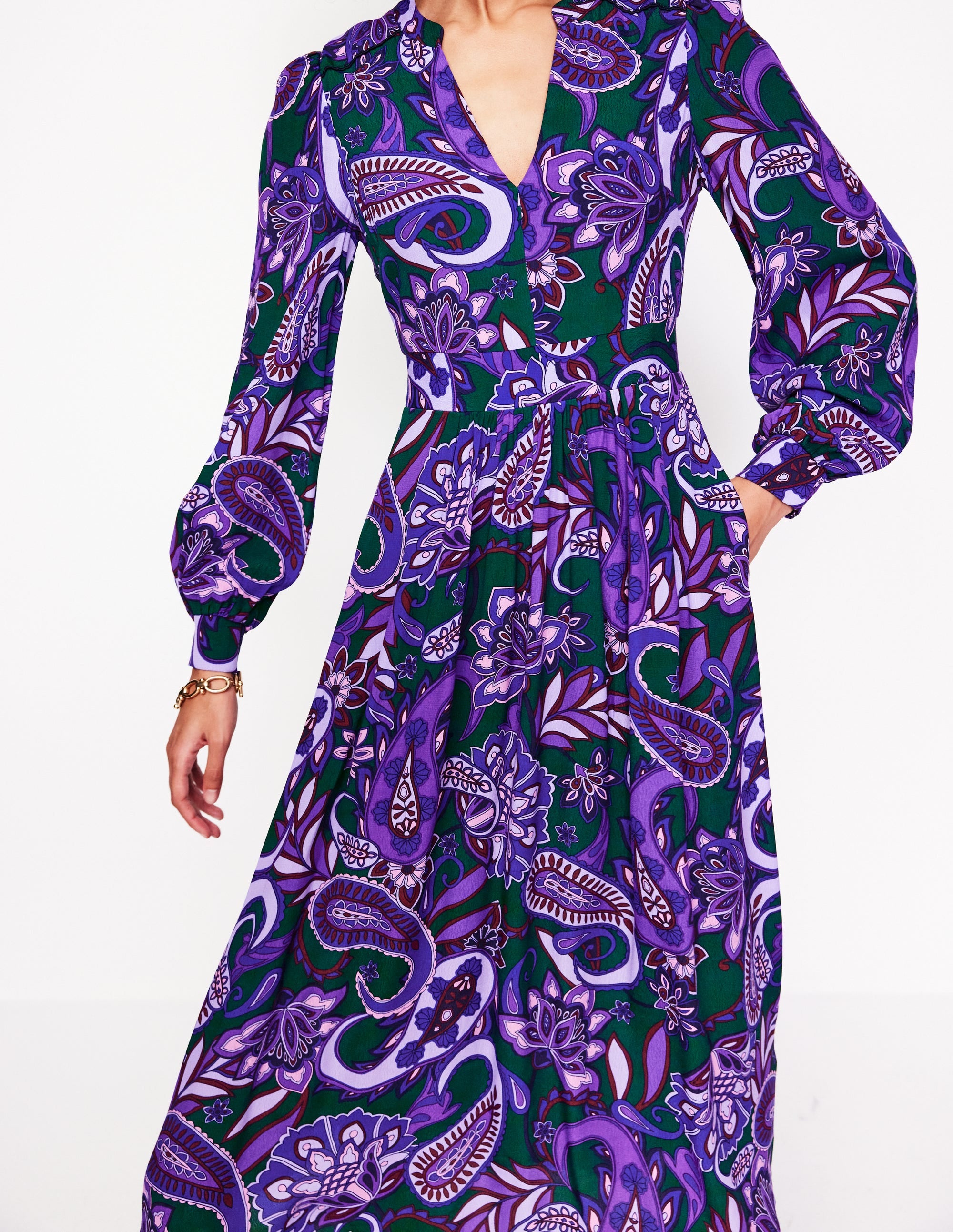 Robe midi Zoe à détails dentelle-Améthyste, motif Paisley Fusion - Image 2