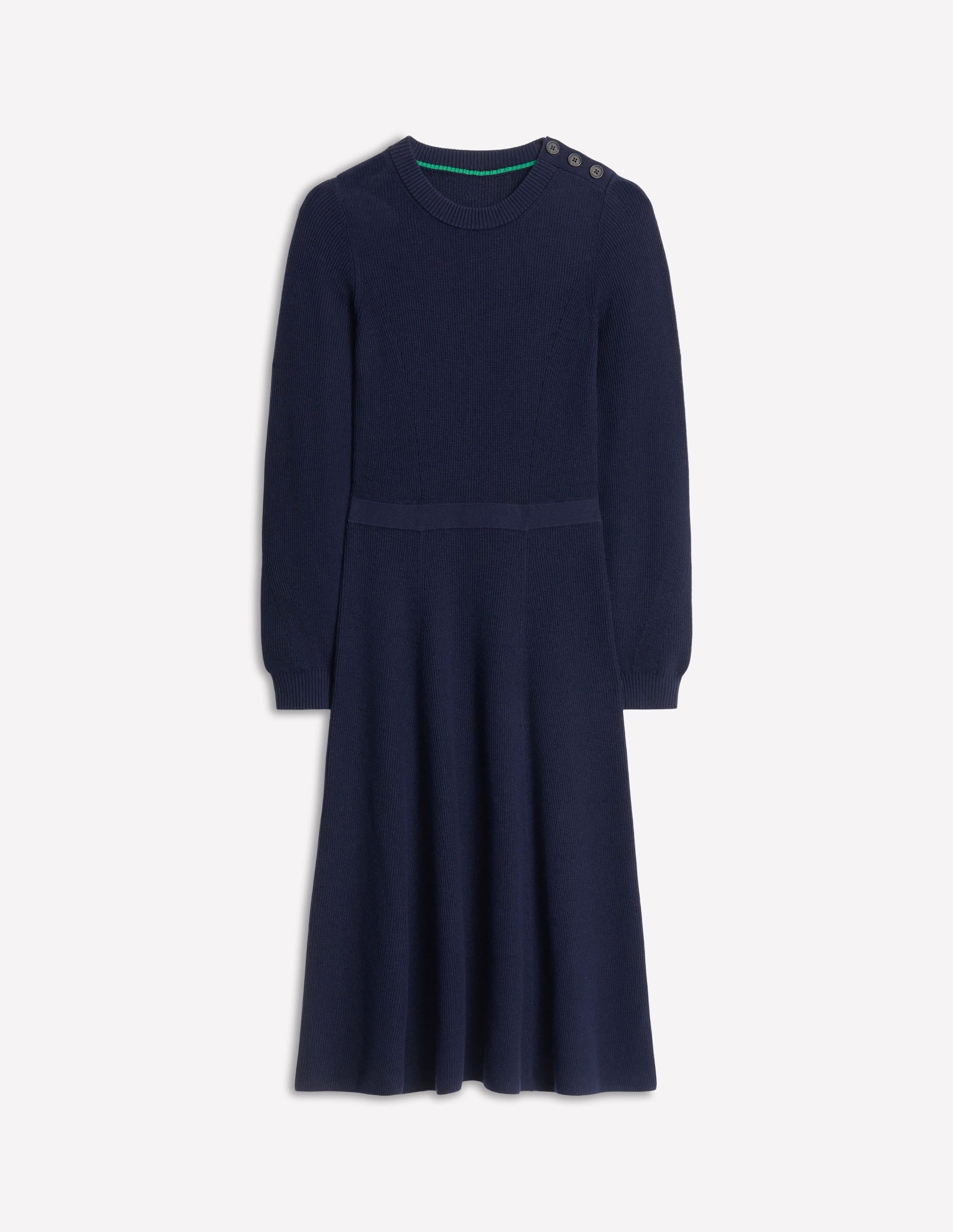 Strickkleid mit Knöpfen an der Schulter-Marineblau - Image 5