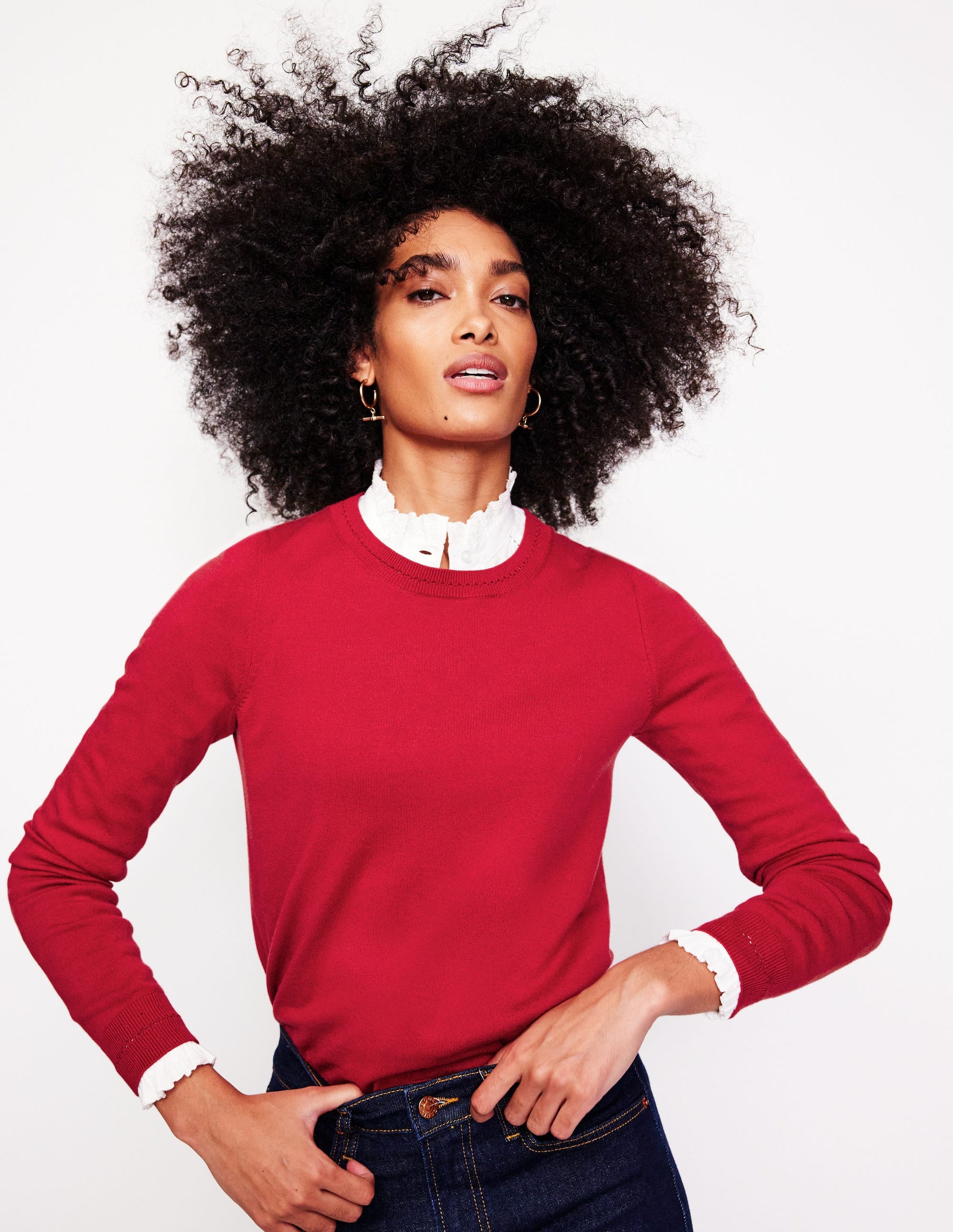 Catriona Pullover aus Baumwolle mit Rundhalsausschnitt-Rot Lakritz-1