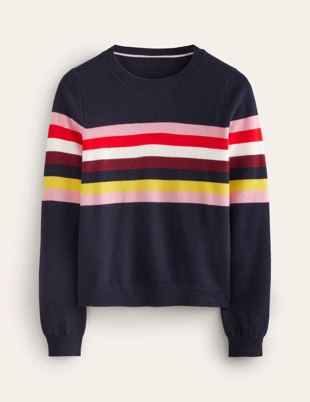 Eva Kaschmirpullover mit Rundhalsausschnitt-Marineblau, Regenbogen-7