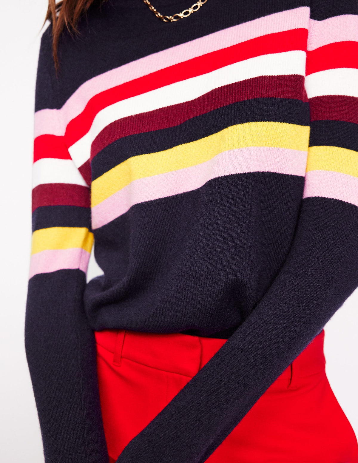 Eva Kaschmirpullover mit Rundhalsausschnitt-Marineblau, Regenbogen - Image 2